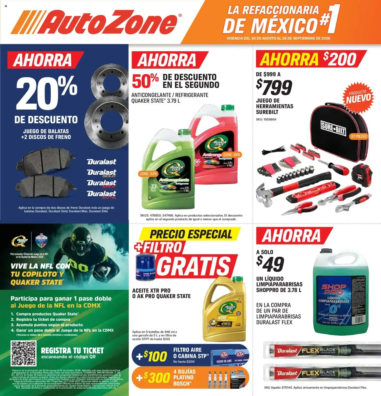 Catálogo de AutoZone catálogo (30/08/2026 - 26/09/2026) - catálogo en línea 30 de agosto al 26 de septiembre 2026 - Pagina 1