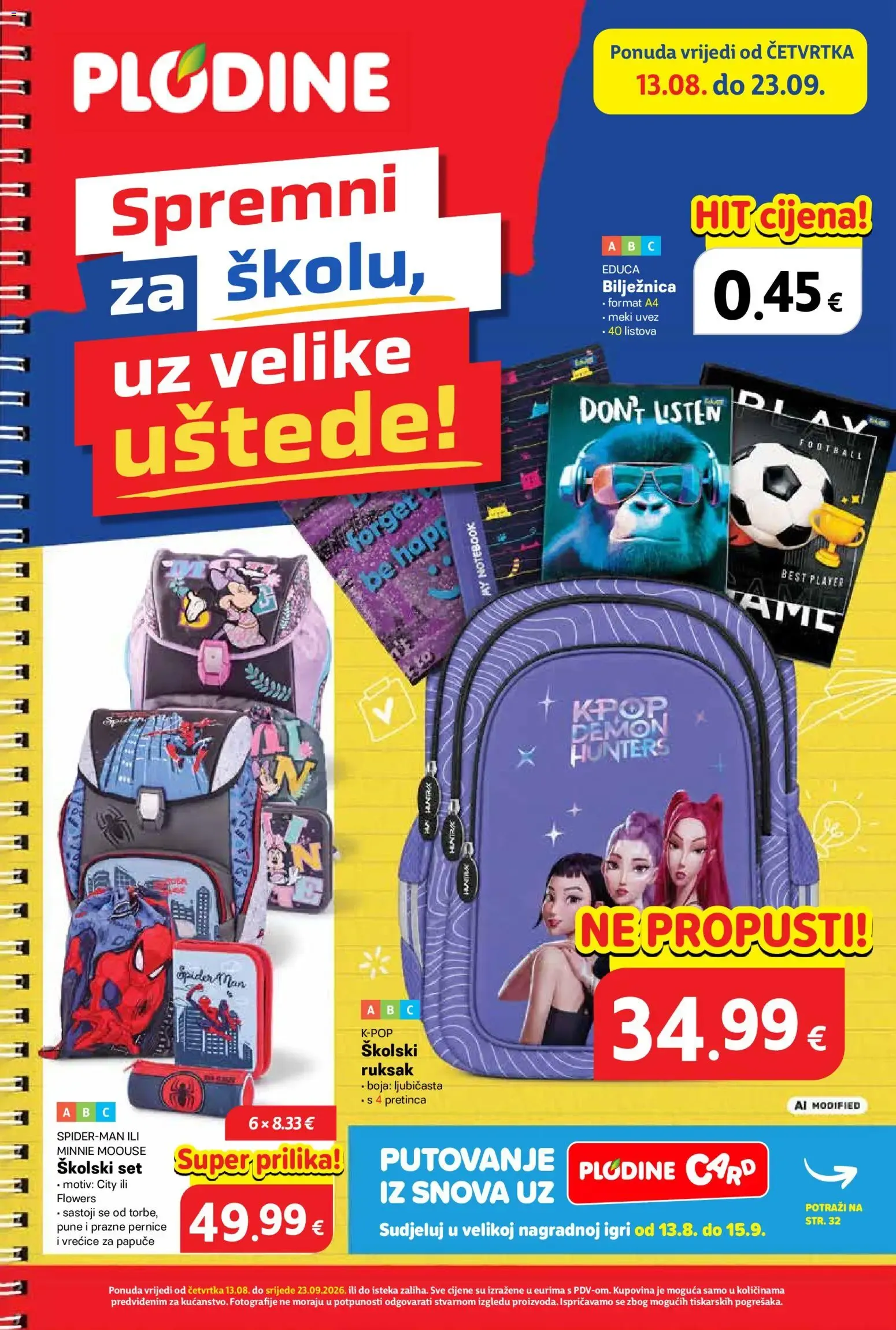 Katalog Plodine: Spremni za školu, uz velike uštede! od 13. kolovoza do 23. rujna 2026. - Pregled Stranica 1