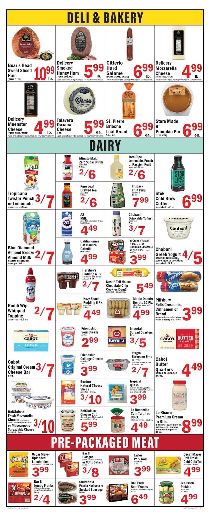 Weekly promotion Food Bazaar Supermarket Flyer spanning from October 22 to October 28 2026 - Page 4 for Catalogue 365