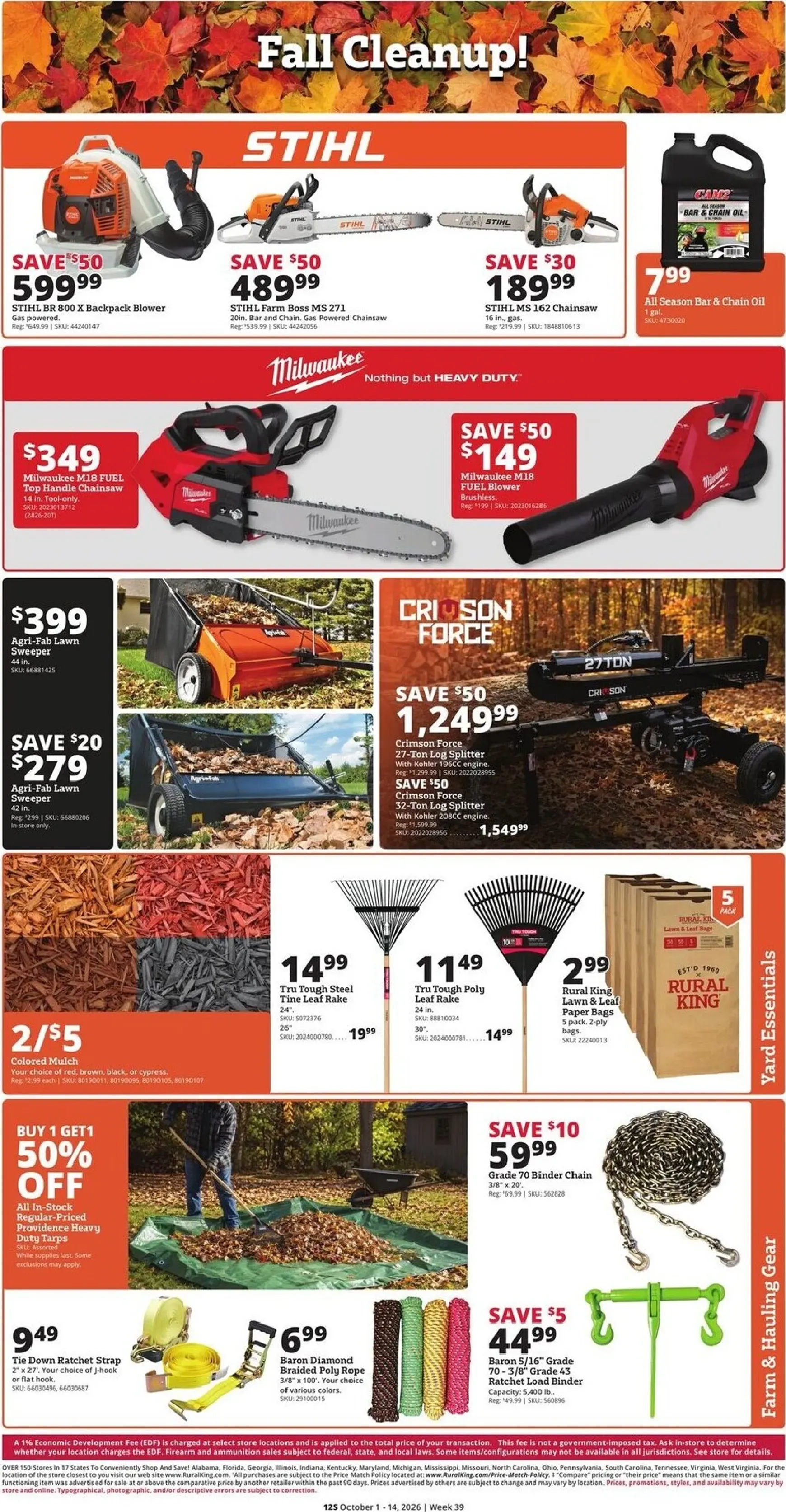 Weekly promotion Current Rural King leaflet valid from Thursday 10/01/2026 to Wednesday 10/14/2026 spanning from October 1 to October 14 2026 - Page 12 for Catalogue 365