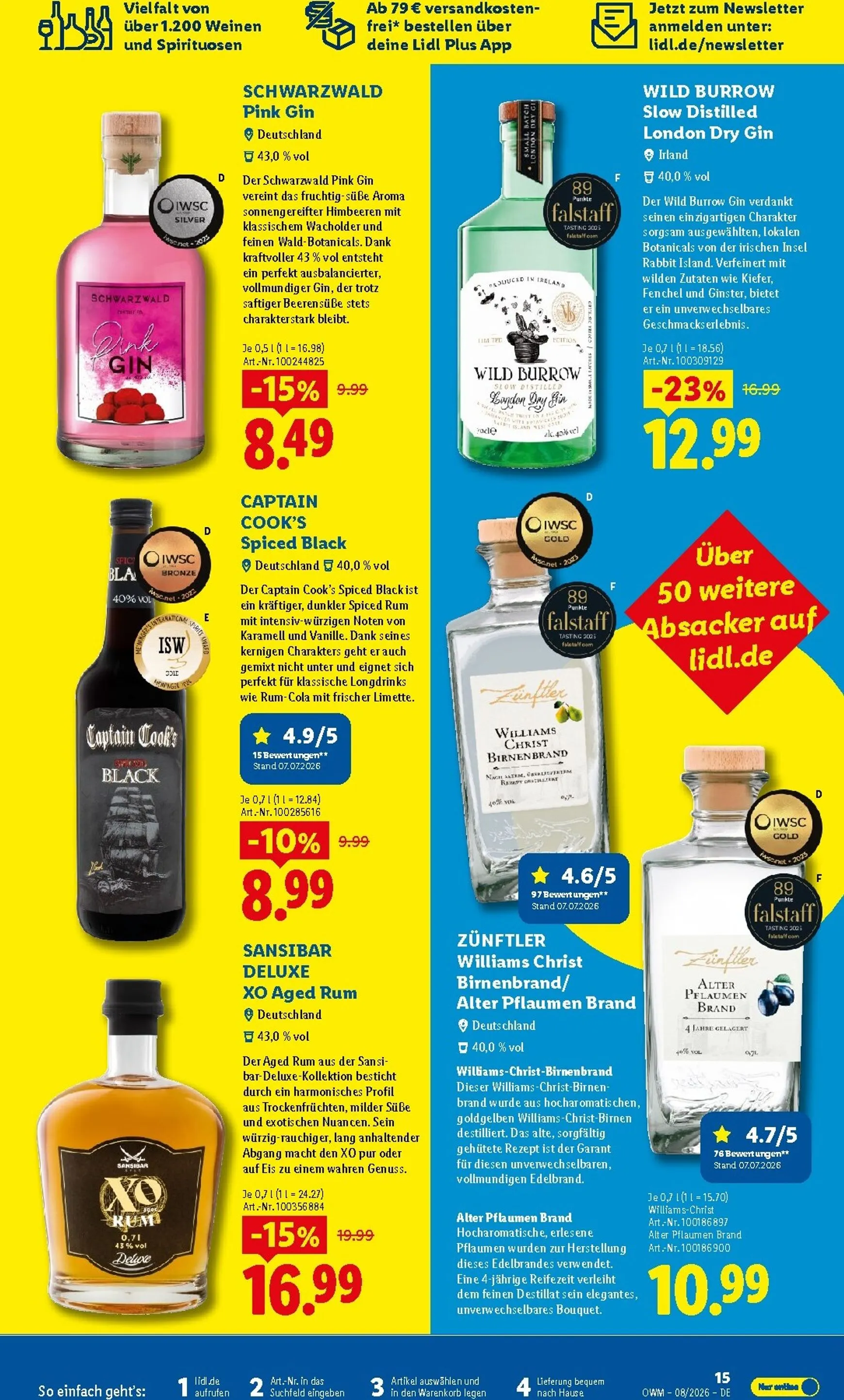 Lidl - Wein & Spirituosen Prospekt – von Samstag 01.08.2026 bis Montag 31.08.2026 von 1. August bis 31. August 2026 - Prospekt seite 15