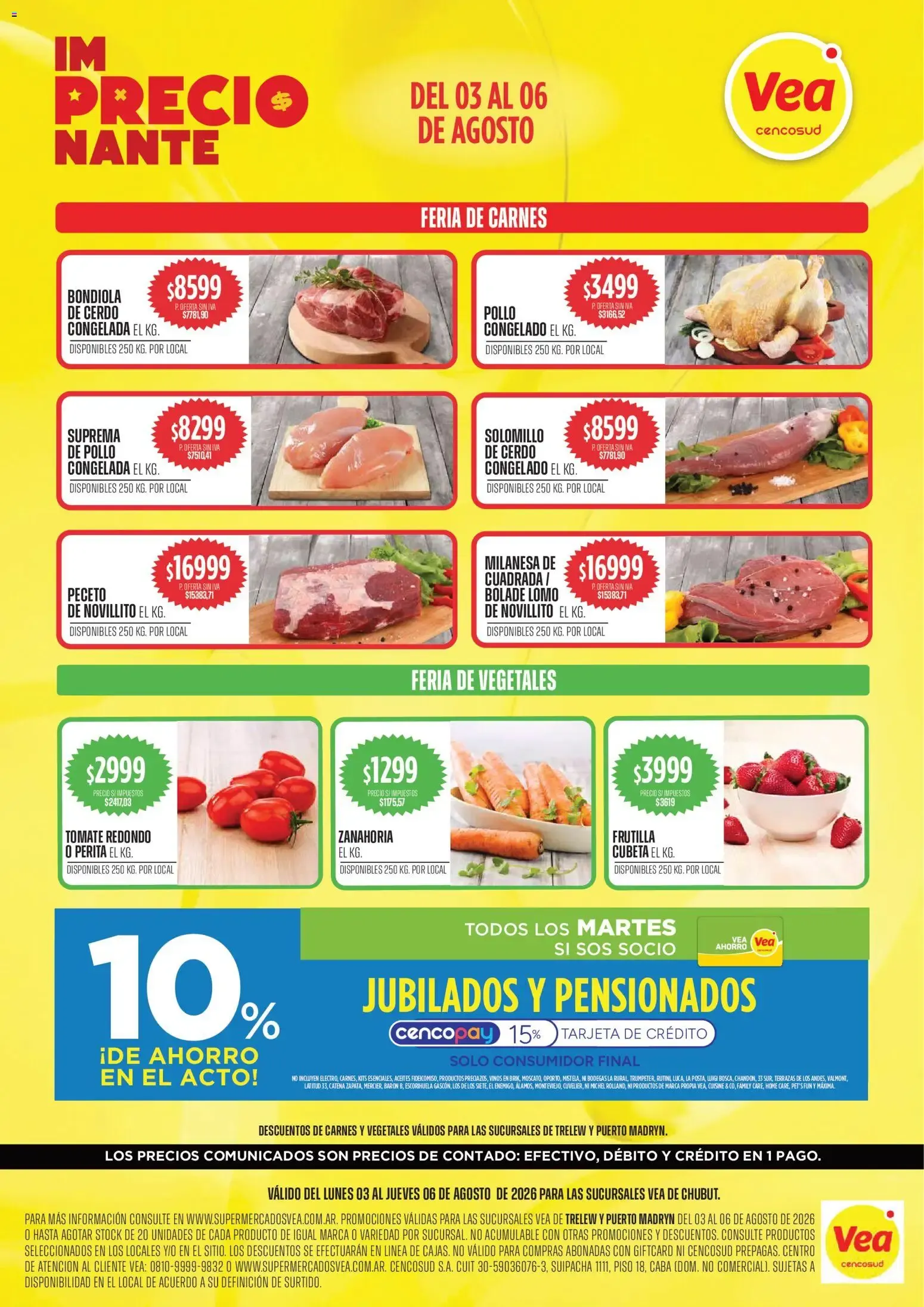 Ofertas de Vea - VOLANTE SEMANAL CHUBUT del 03/08/2026 - 06/08/2026 3 de agosto al 6 de agosto 2026 - Página 1 del catálogo