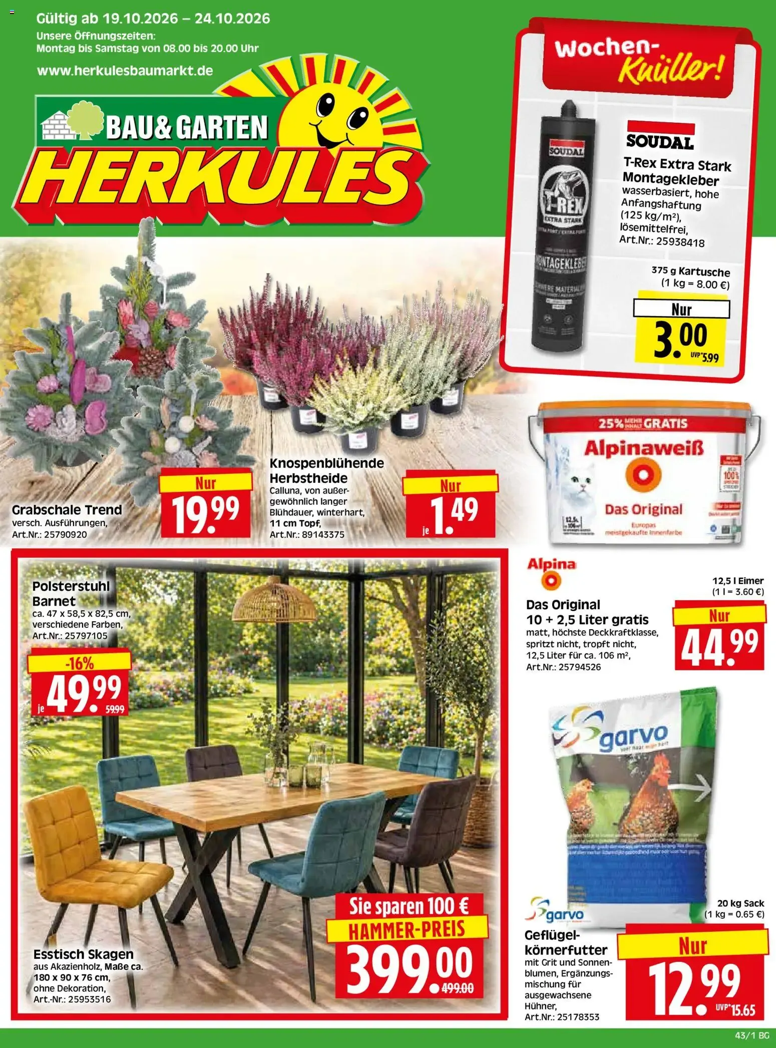 HERKULES Bau & Garten (ab 19.10.2026) zum Blättern von 19. Oktober bis 24. Oktober 2026 - Prospekt seite 1