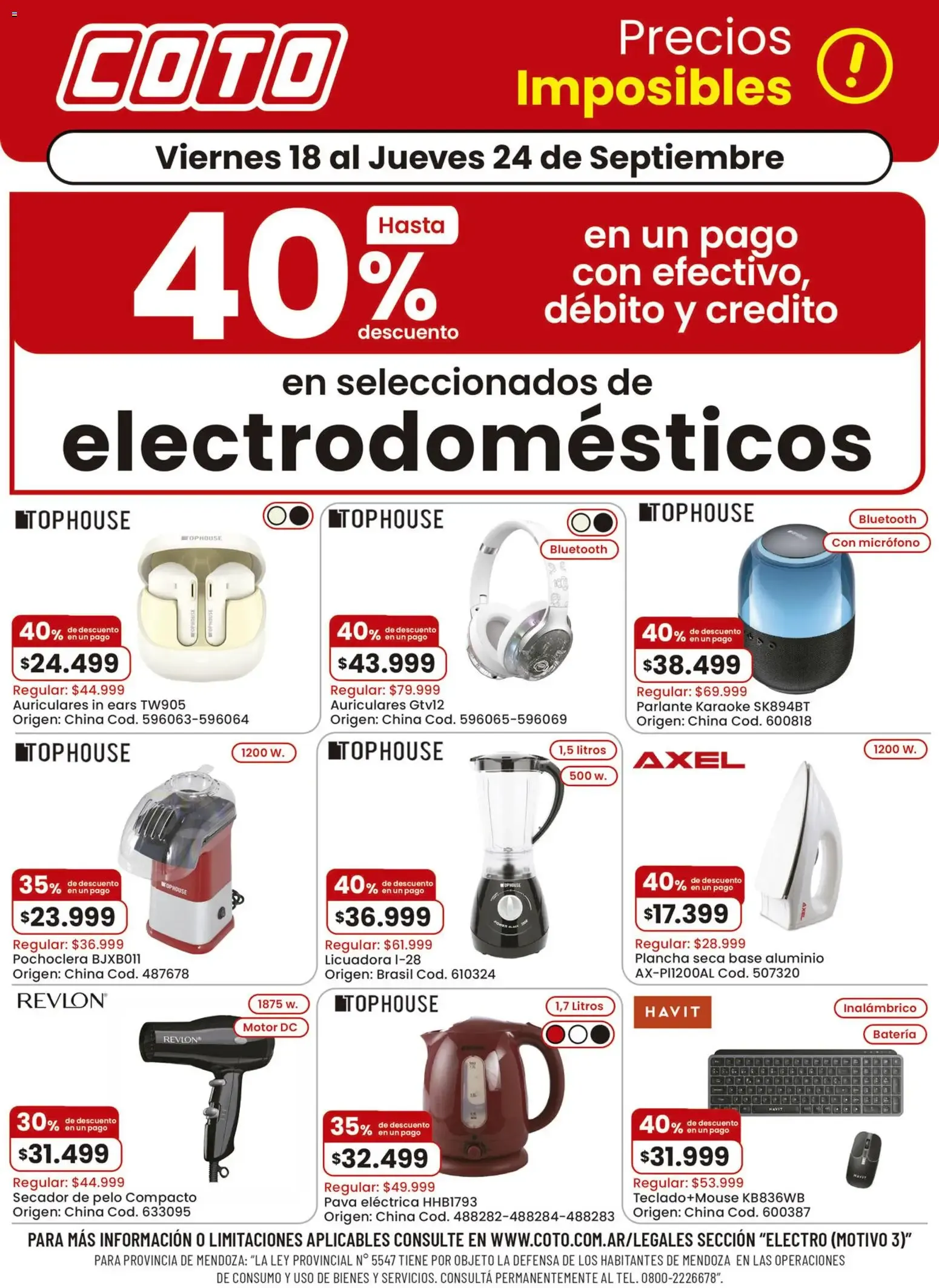 Ofertas de Coto - Precios Imposibles en Electrodomésticos 18 de septiembre al 24 de septiembre 2026 - Página 1 del catálogo