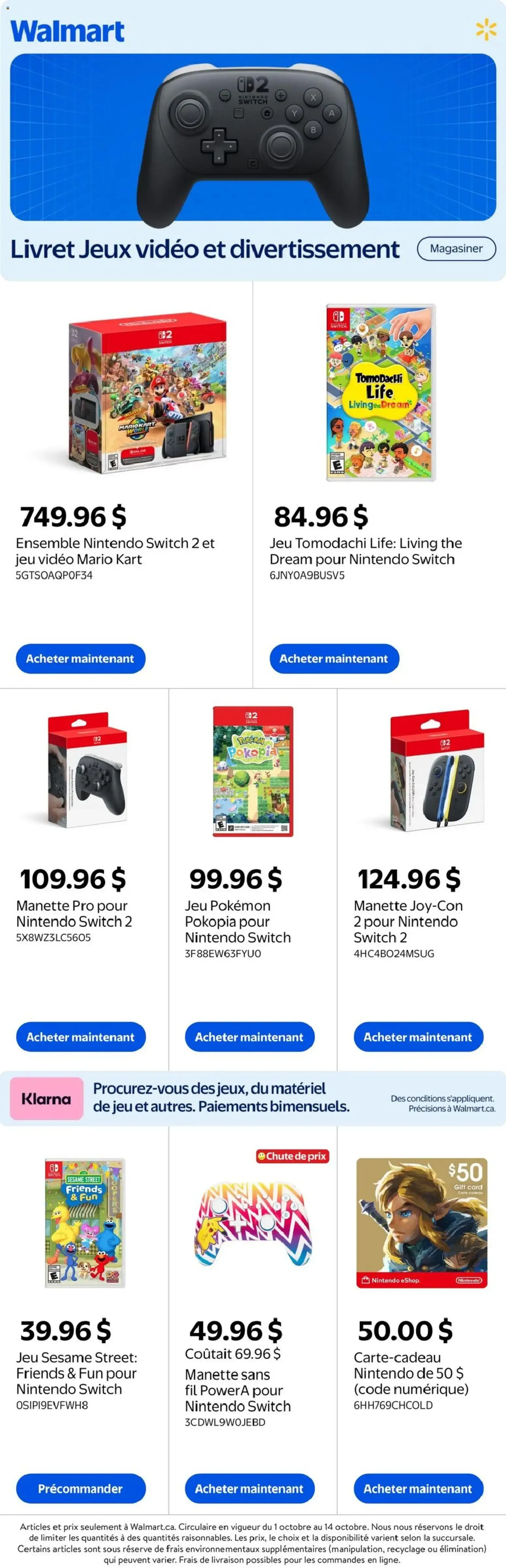 Walmart circulaire - Livret Jeux vidéo et divertissement from Oct 1, 2026 > weekly specials & deals from October 1 to October 14 2026 - flyer page 1