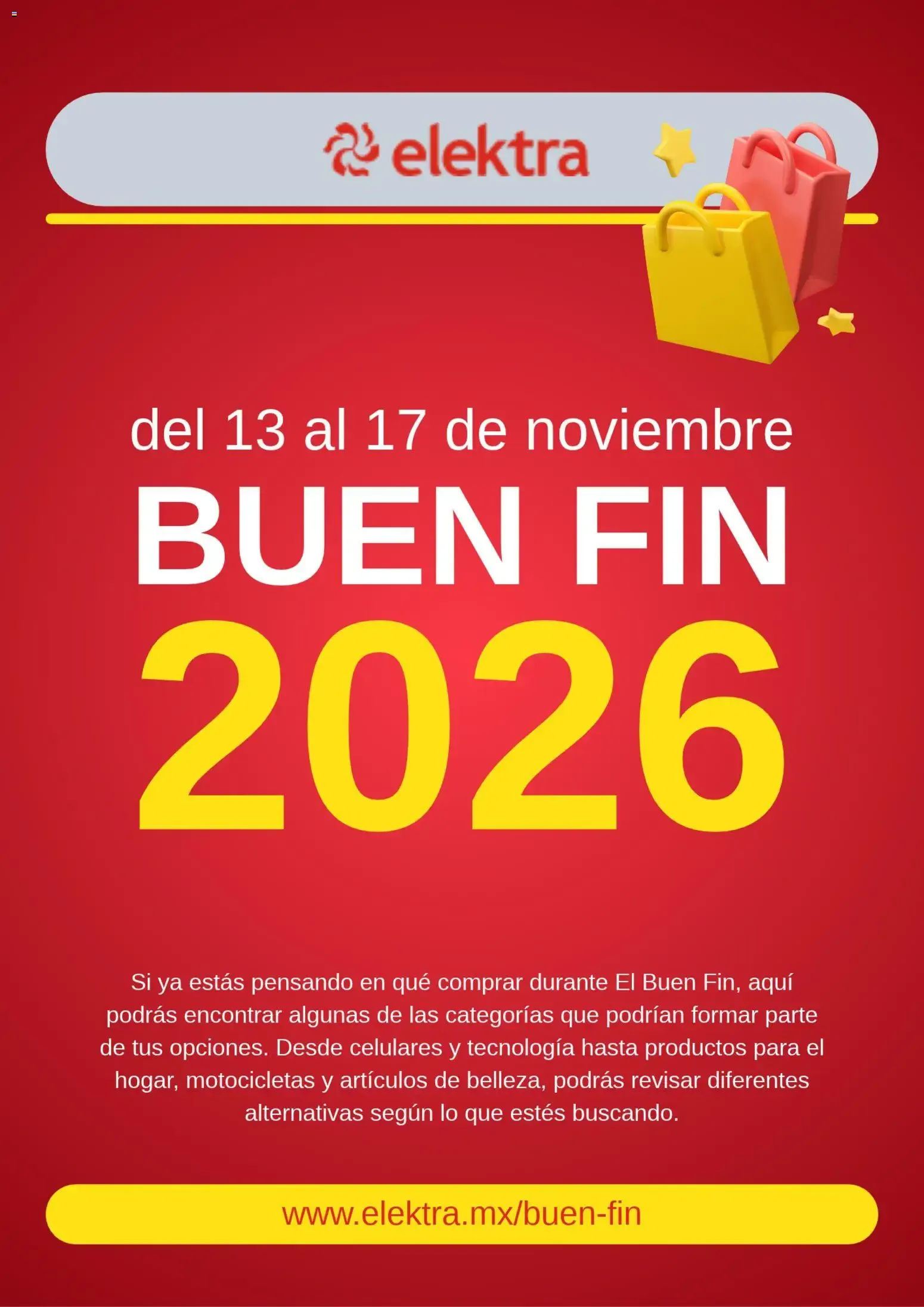 Catálogo de Elektra BUEN FIN 2026 13 de noviembre al 17 de noviembre 2026 - Pagina 1
