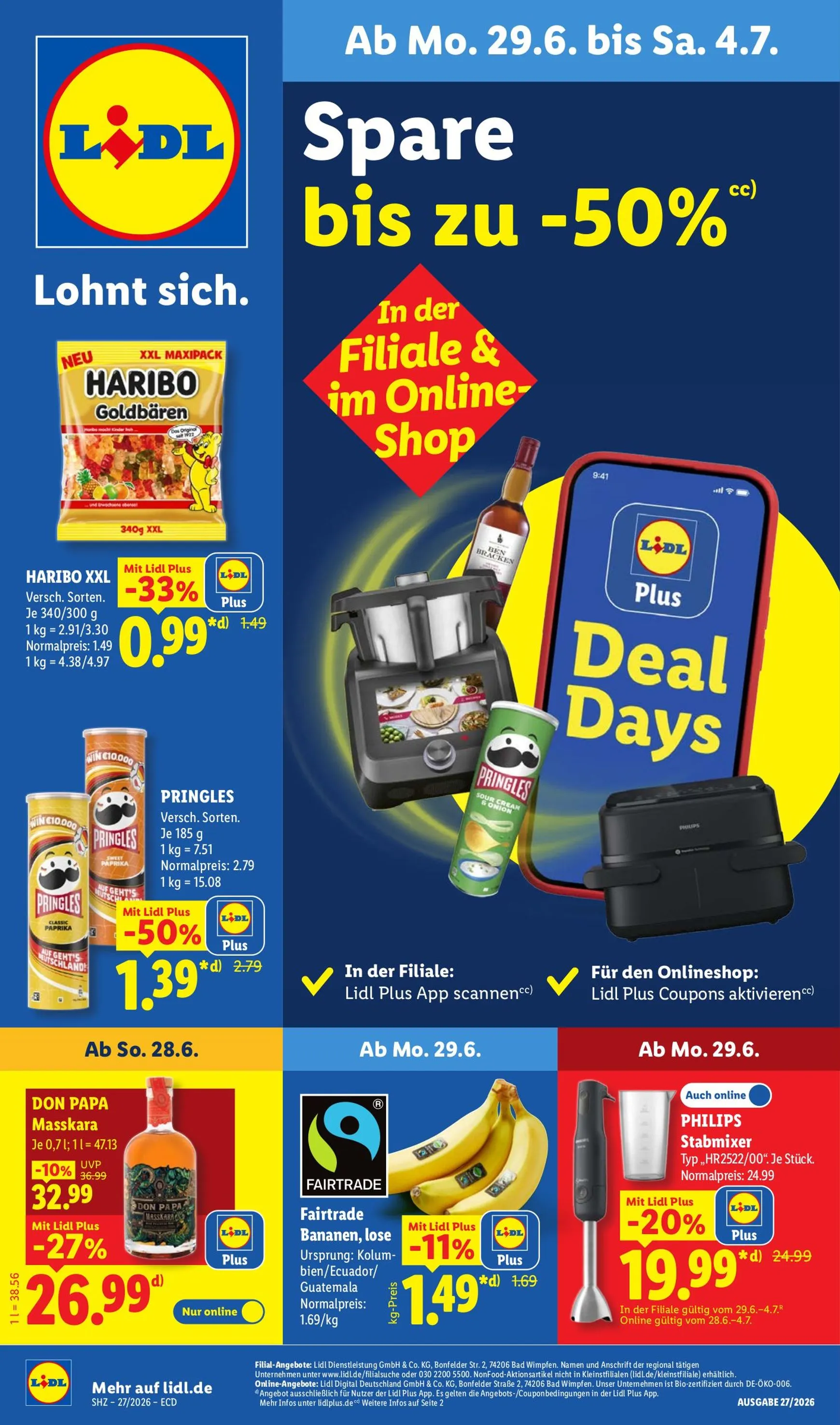 Lidl Prospekt – von Montag 29.06.2026 bis Samstag 04.07.2026 von 29. Juni bis 4. Juli 2026 - Prospekt seite 1
