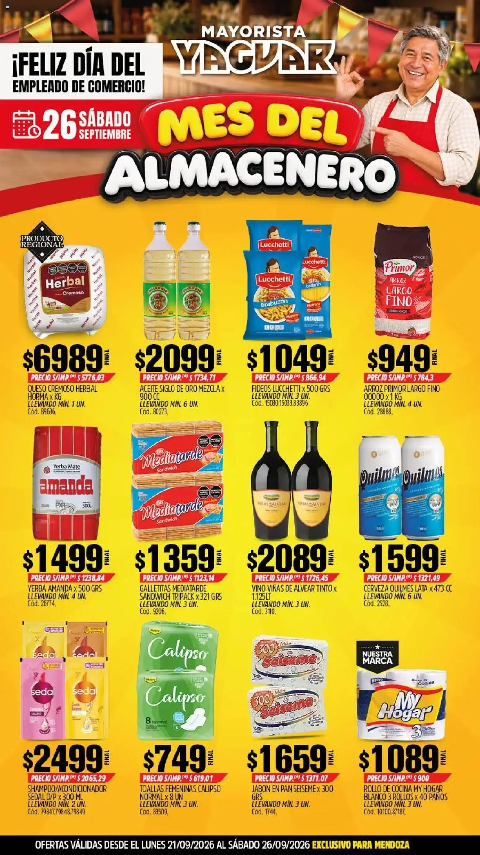 Ofertas de Mayorista Yaguar - Mes del Almacenero 21 de septiembre al 26 de septiembre 2026 - Página 1 del catálogo