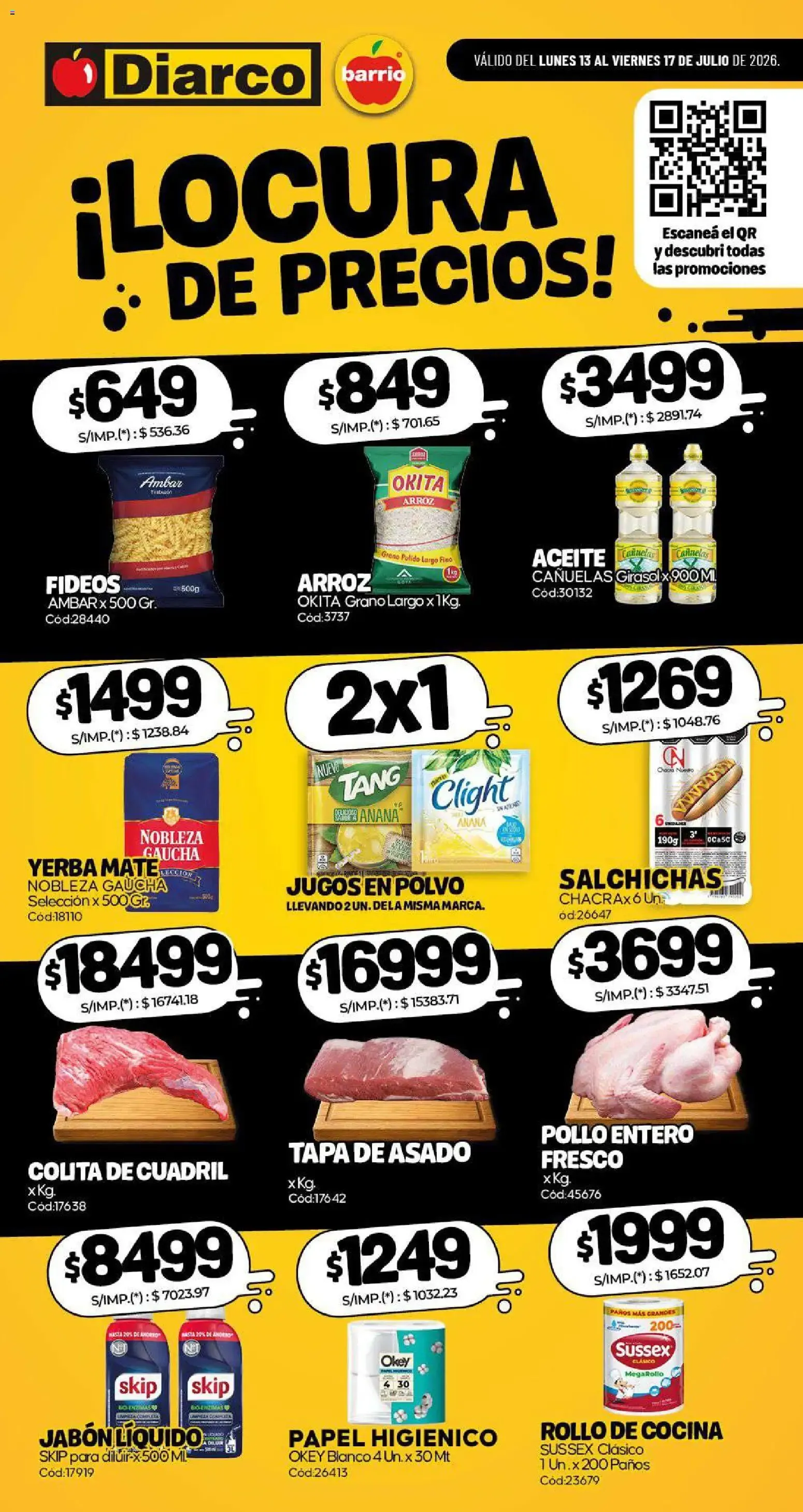 Ofertas de Diarco ESPECIAL LOCURA DE PRECIOS del 13/07/2026 - 17/07/2026 13 de julio al 17 de julio 2026 - Página 1 del catálogo