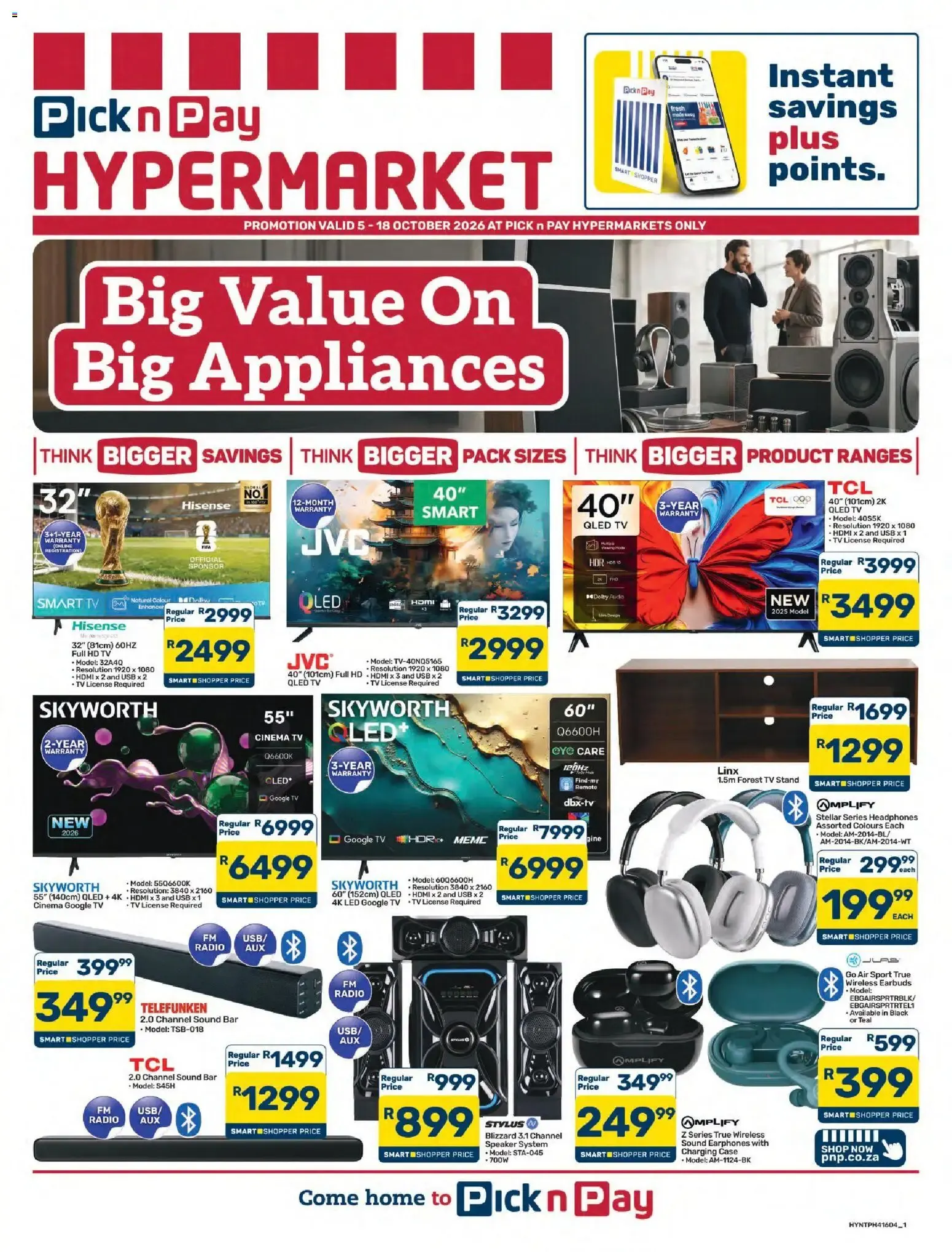 Pick n Pay Hypermarket Audio and Large Specials (05/10/2026 - 18/10/2026) Online from 5 October to 18 October 2026 - Catalogue Page 1