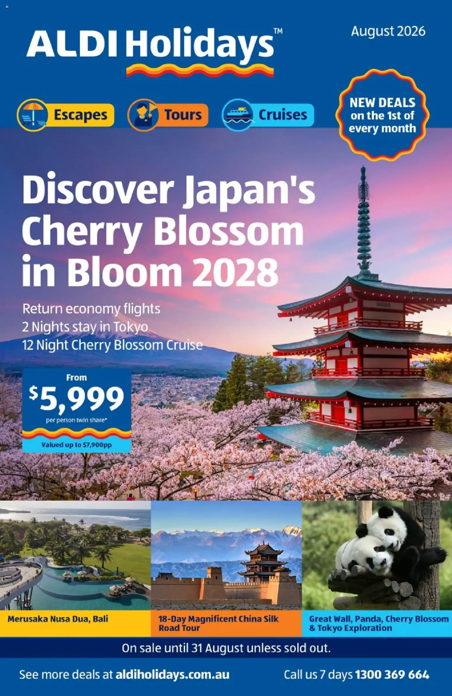 ALDI Holidays - Discover Japan's Cherry Blossom in Bloom 2028 - Catalogue valid from 1 August to 31 August 2026 - page 1