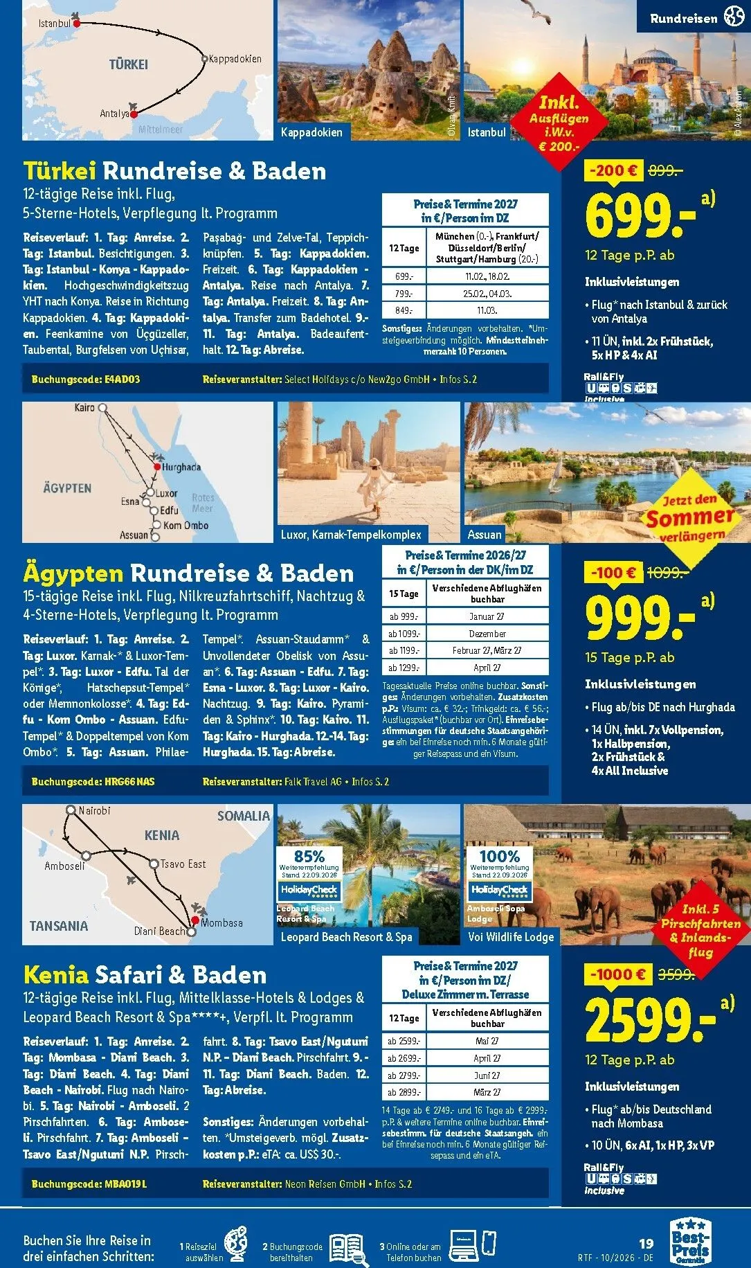 Lidl - Reise-Highlights Prospekt – von Mittwoch 14.10.2026 bis Sonntag 15.11.2026 von 14. Oktober bis 15. November 2026 - Prospekt seite 19