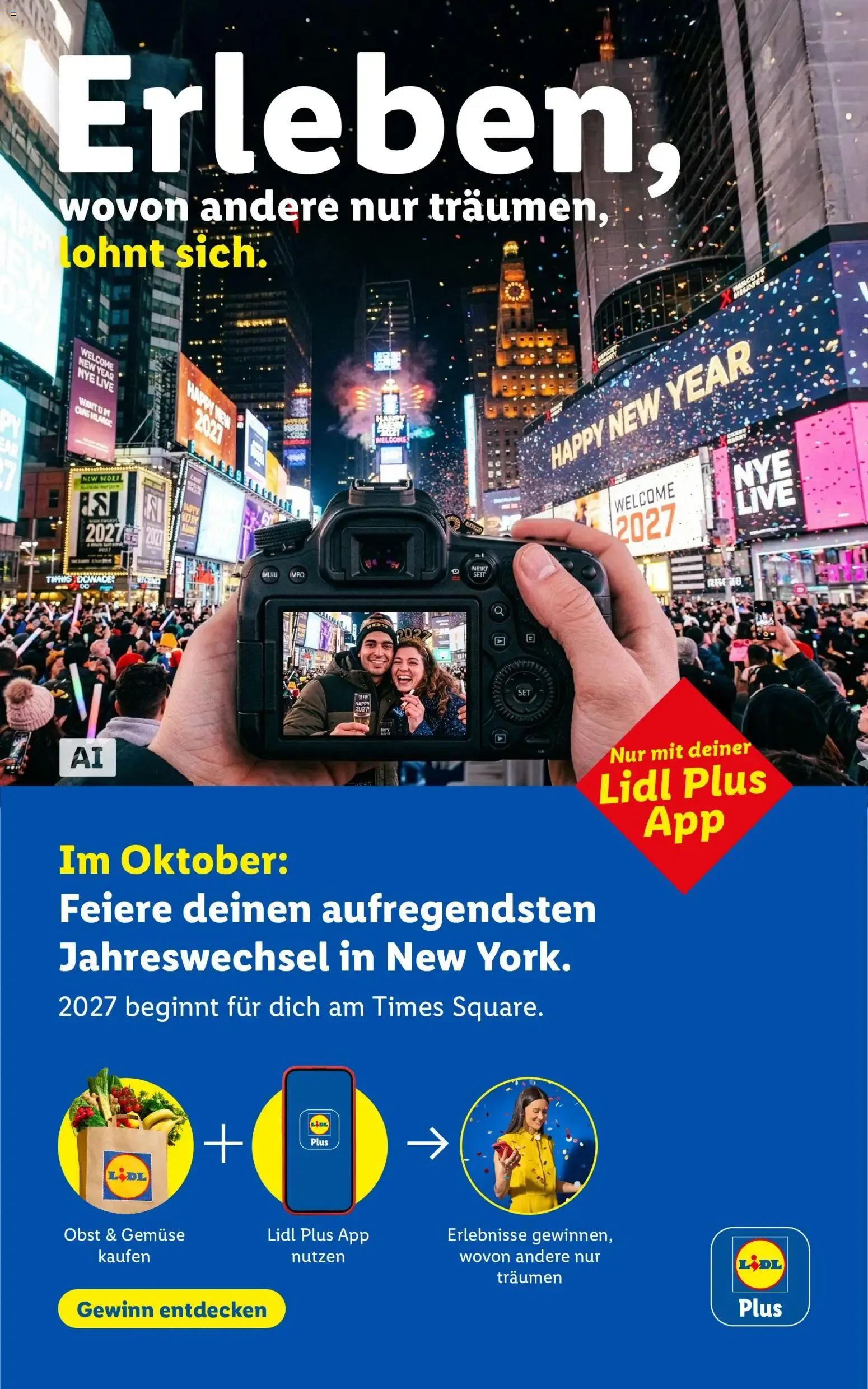 Lidl Plus App: Gana tu Año Nuevo 2027 en Nueva York von 1. Oktober bis 31. Oktober 2026 - Flugblätt seite  1