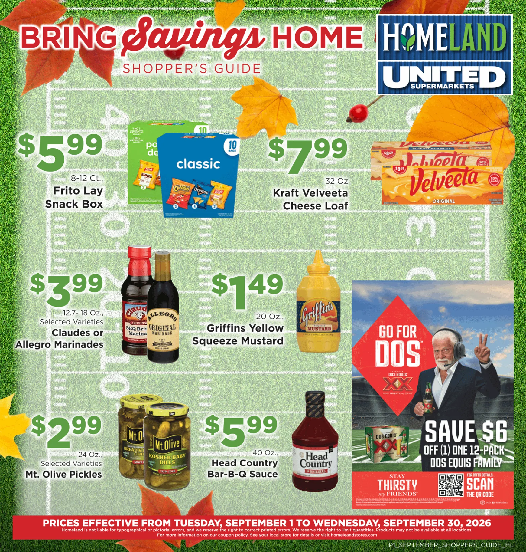 Weekly ad Current Homeland Stores - Bring Savings Home Shopper's Guide leaflet valid from Tuesday 09/01/2026 to Wednesday 09/30/2026 from September 1 to September 30 2026 - Page 1