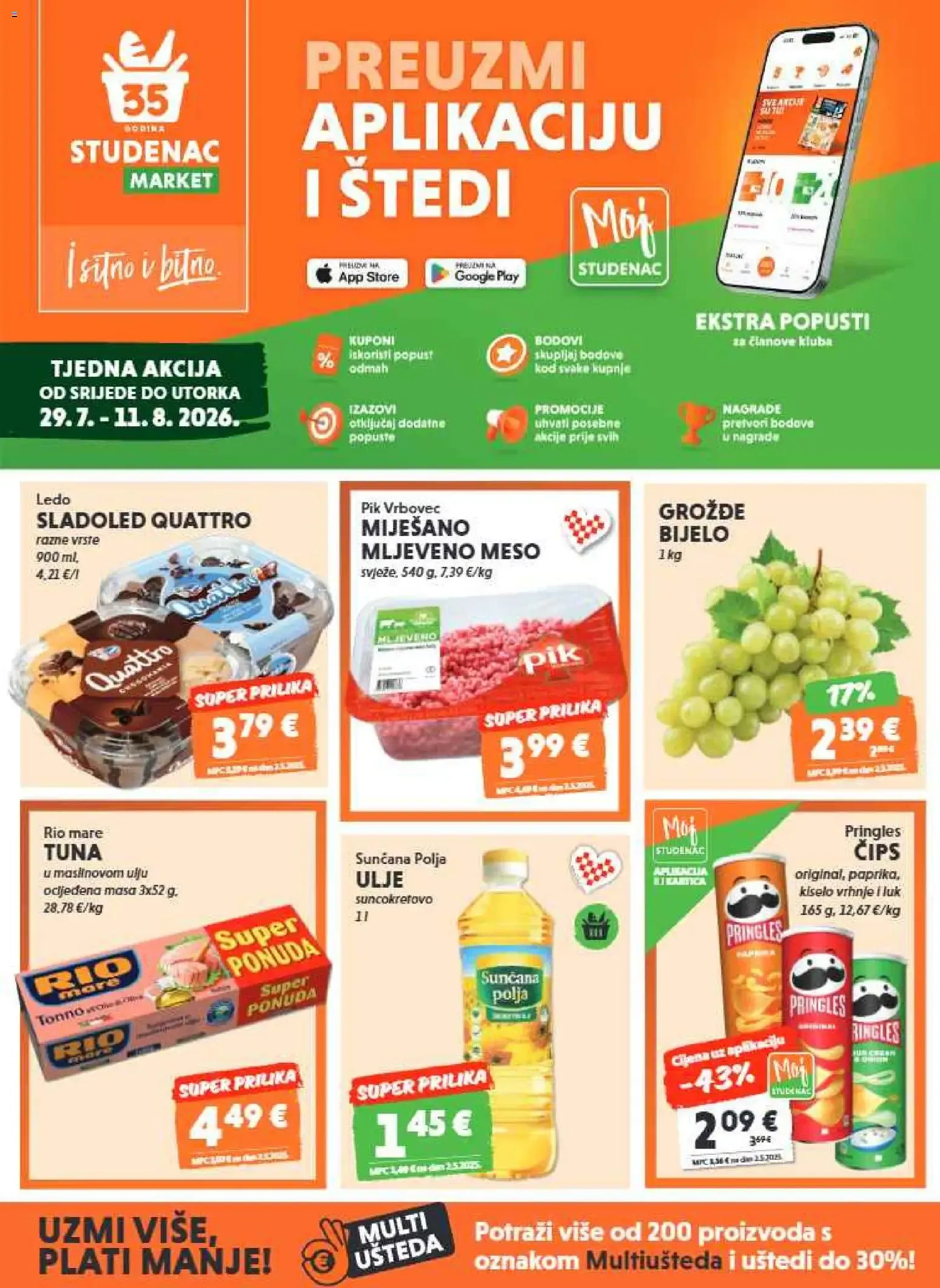 Katalog Studenac Market: Tjedna Akcija od 29. srpnja do 11. kolovoza 2026. - Pregled Stranica 1