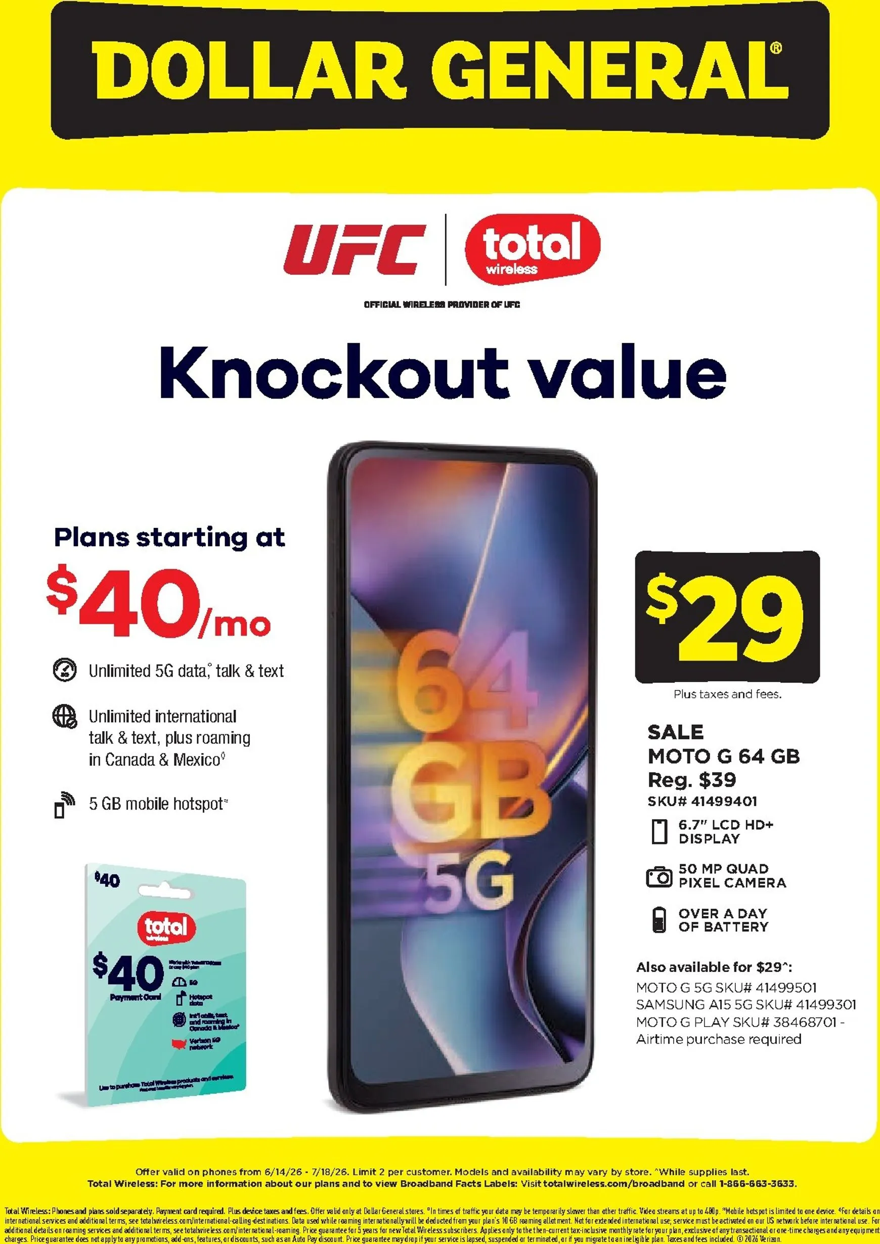 Dollar General - Total Wireless: Knockout Value