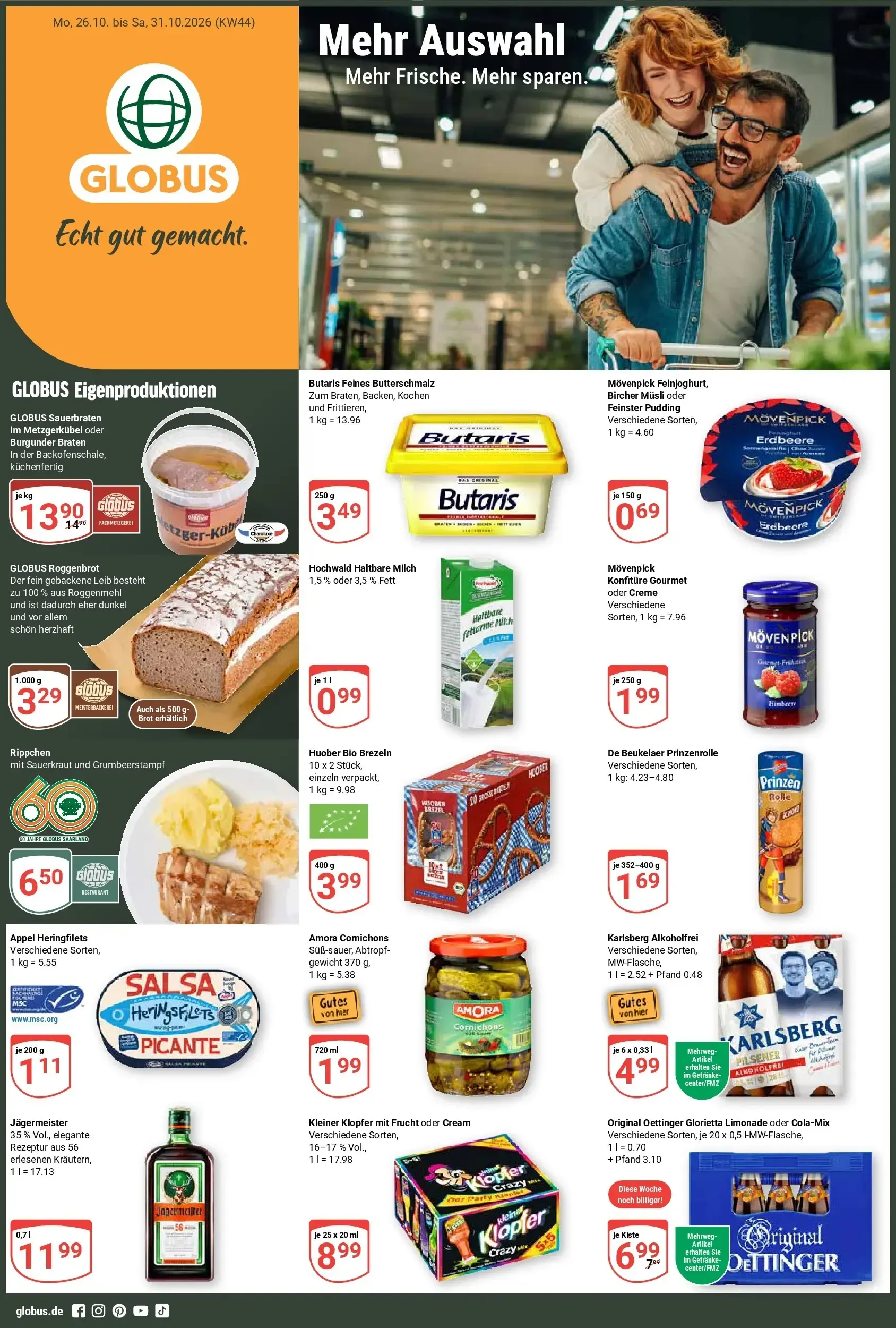 Globus Prospekt – von Montag 26.10.2026 bis Samstag 31.10.2026 von 26. Oktober bis 31. Oktober 2026 - Prospekt seite 1