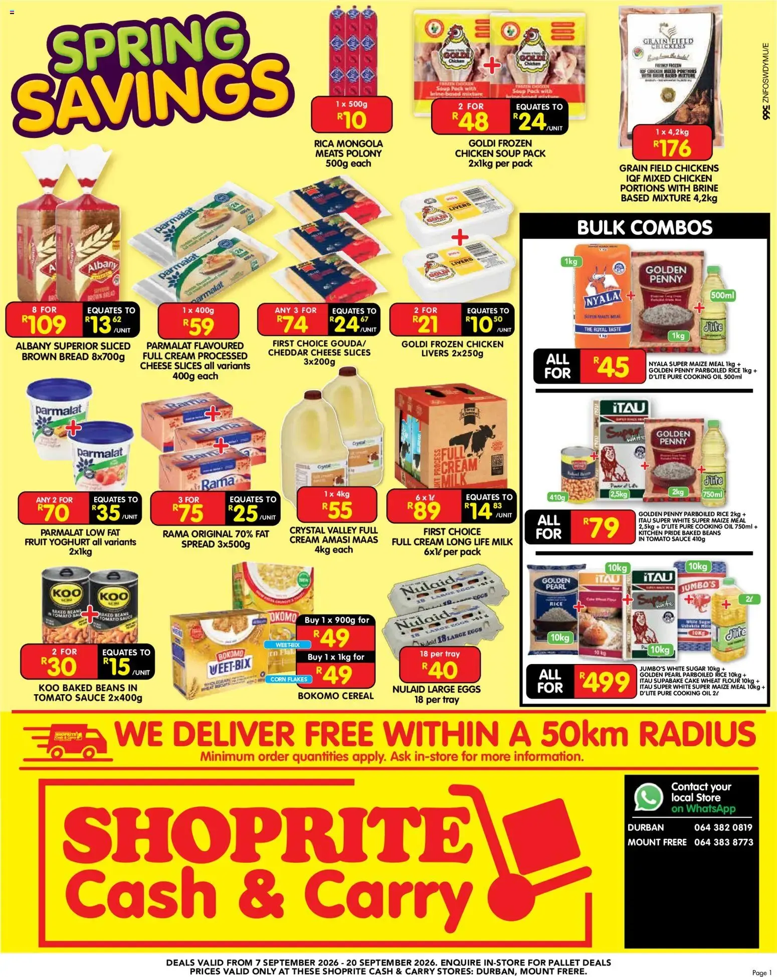 Shoprite - Cash & Carry Spring Savings Durban & Mount Frere (07/09/2026 - 20/09/2026) → Online Catalogue from 7 September to 20 September 2026 - Catalogue Page 1