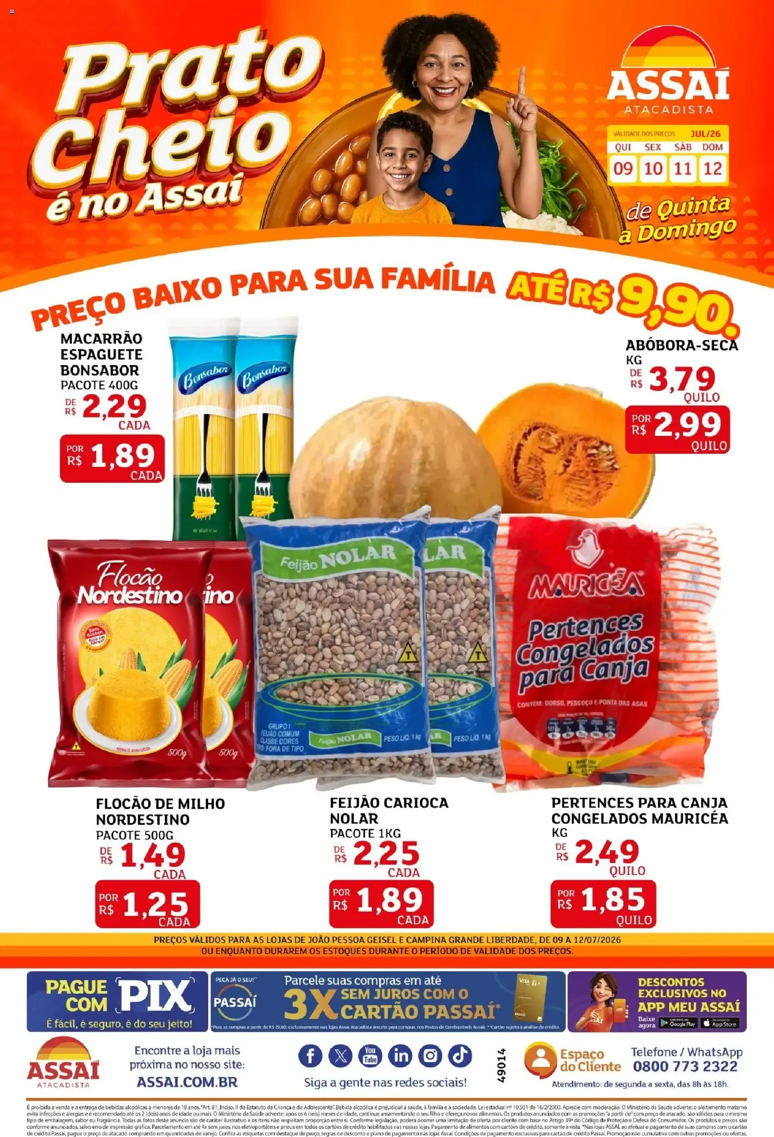 Encarte de Prato Cheio é no Assaí - Assaí Atacadista 9 de julho até 12 de julho 2026 - Pagina 1