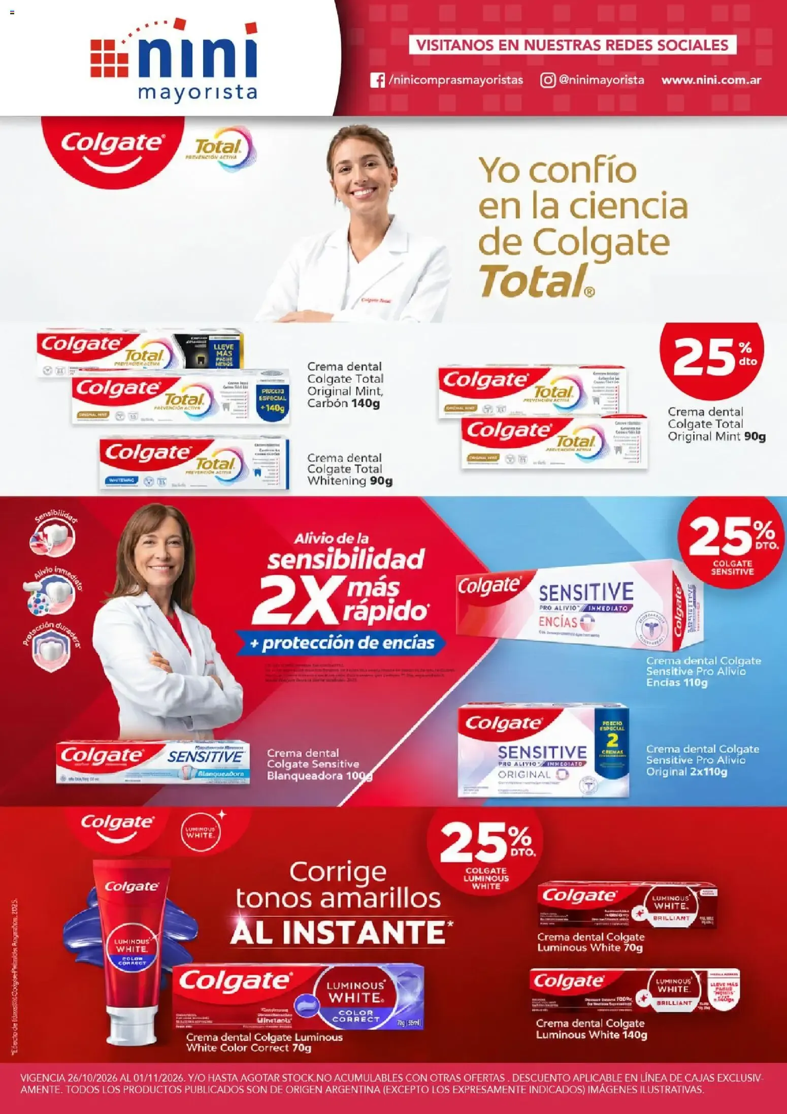 Ofertas de NINI Mayorista - Ofertas Colgate del 26/10/2026 - 01/11/2026 26 de octubre al 1 de noviembre 2026 - Página 1 del catálogo