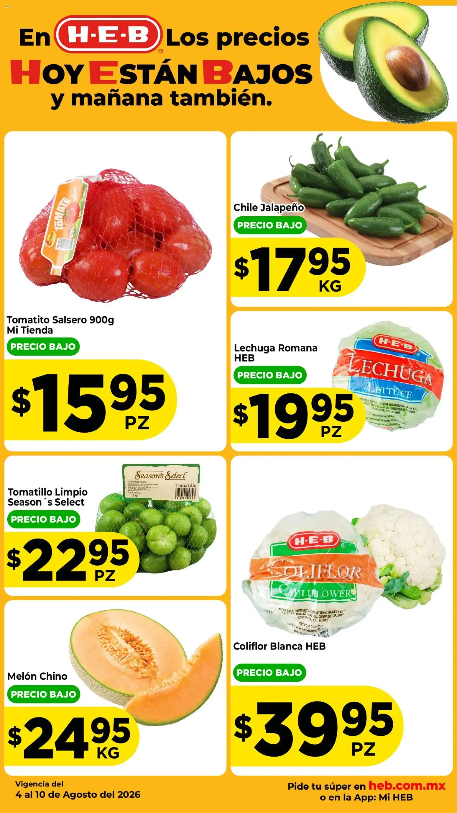 Catálogo de H-E-B folleto Fruta y venduras (04/08/2026 - 10/08/2026) - catálogo en línea 4 de agosto al 6 de agosto 2026 - Pagina 2