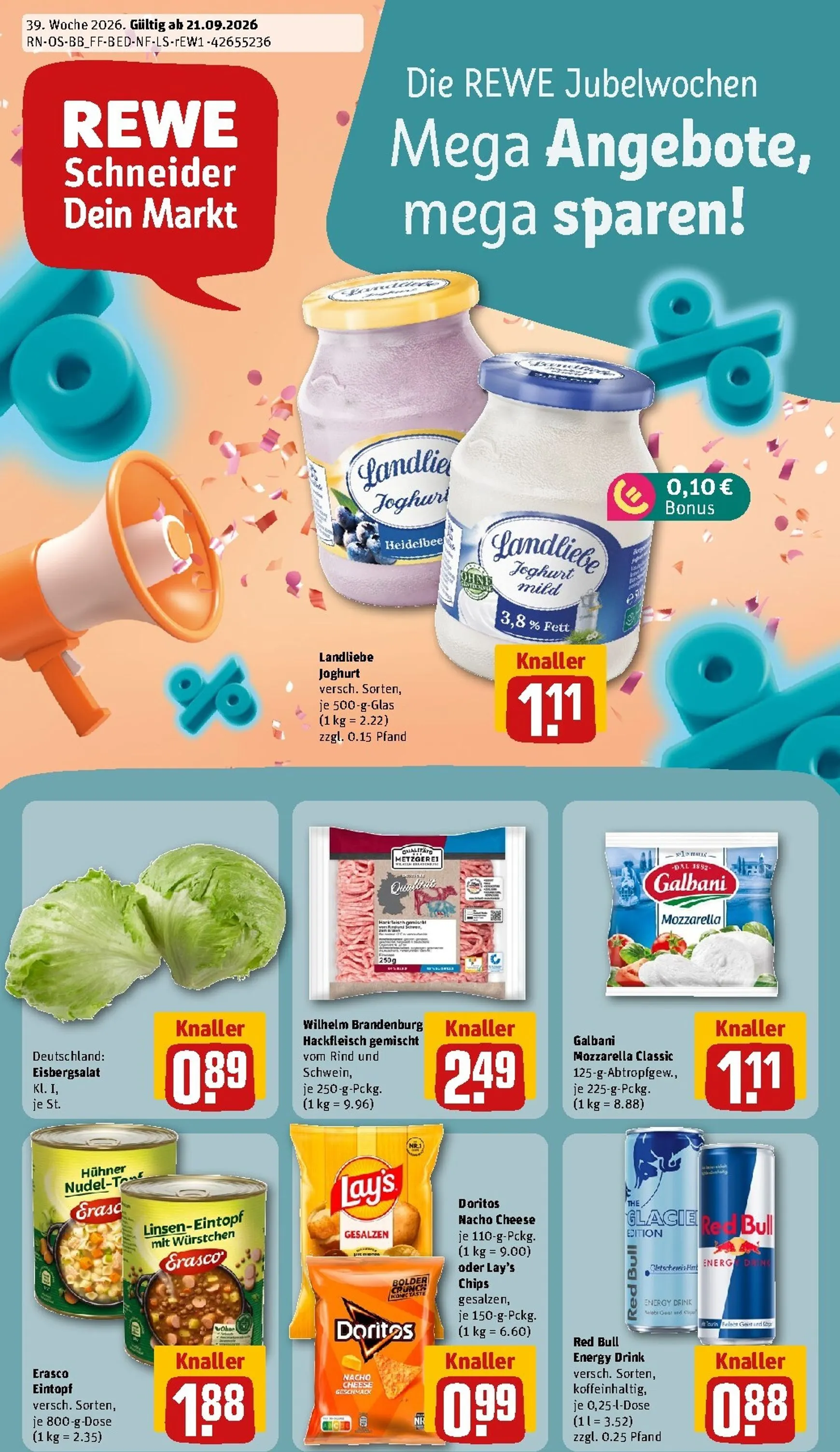 Die REWE Jubelwochen Mega Angebote, mega sparen!