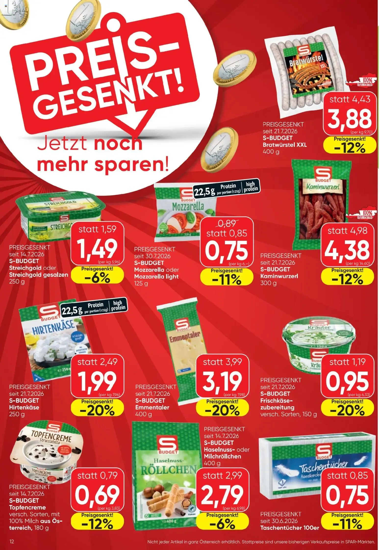 Spar - Flugblatt (06.08.2026) - Angebote und Prospekt von 6. August bis 12. August 2026 - Flugblätt seite 12