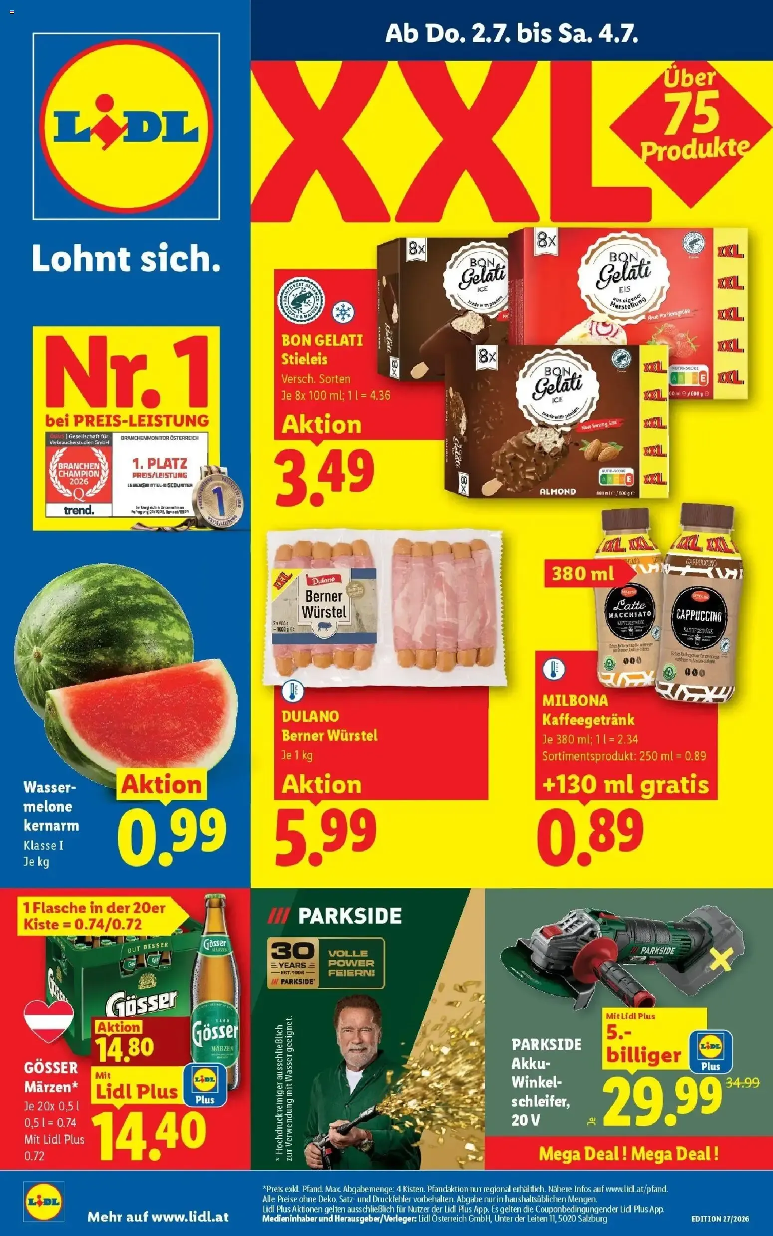 Lidl - Ab Do. 2.7. bis Sa. 4.7. - XXL Über 75 Produkte von 2. Juli bis 4. Juli 2026 - Flugblätt seite  1