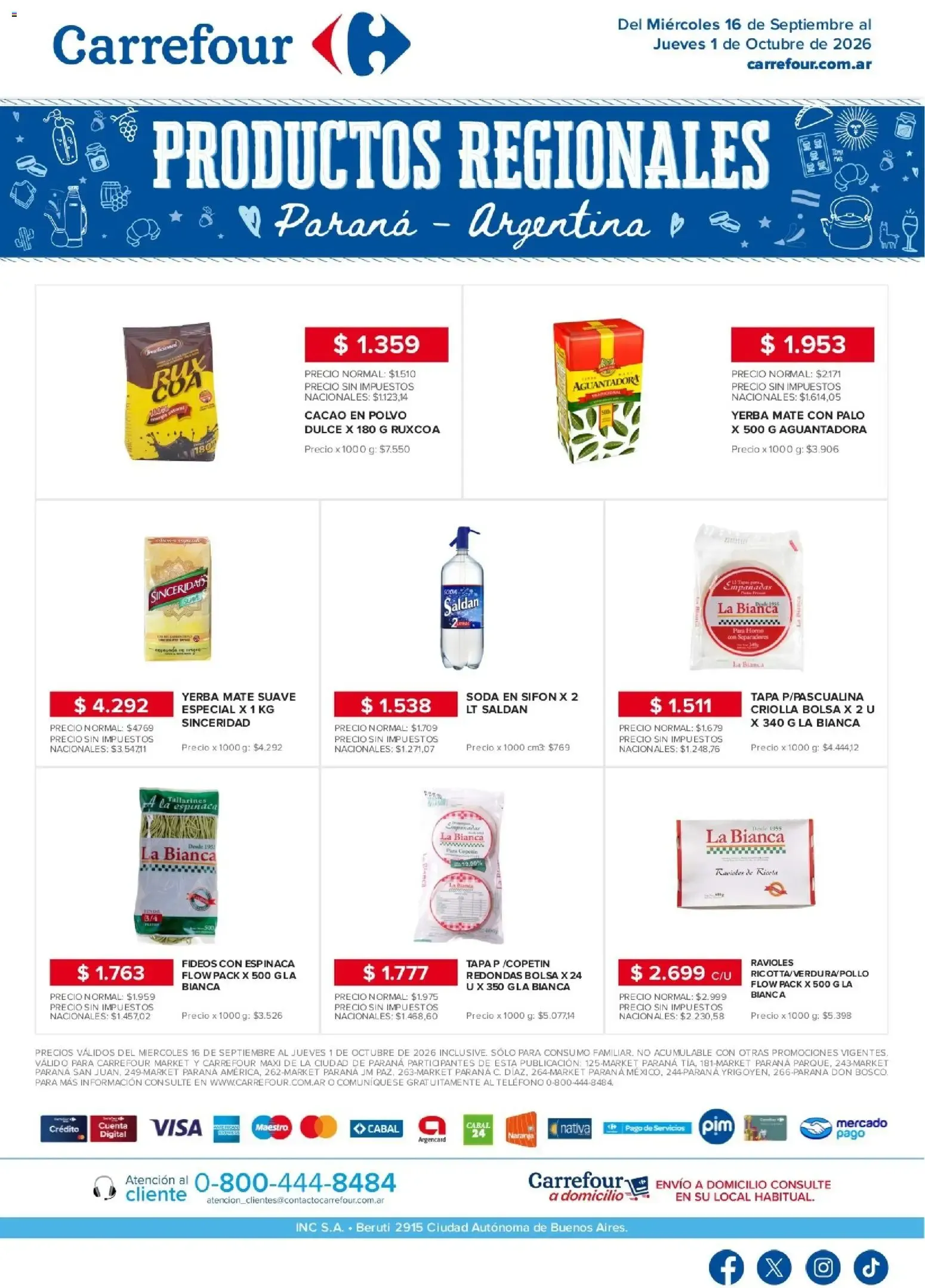 Ofertas de Carrefour - Regionales | Paraná || del 16/09/2026 - 01/10/2026 || Promociones 16 de septiembre al 1 de octubre 2026 - Página 1 del catálogo