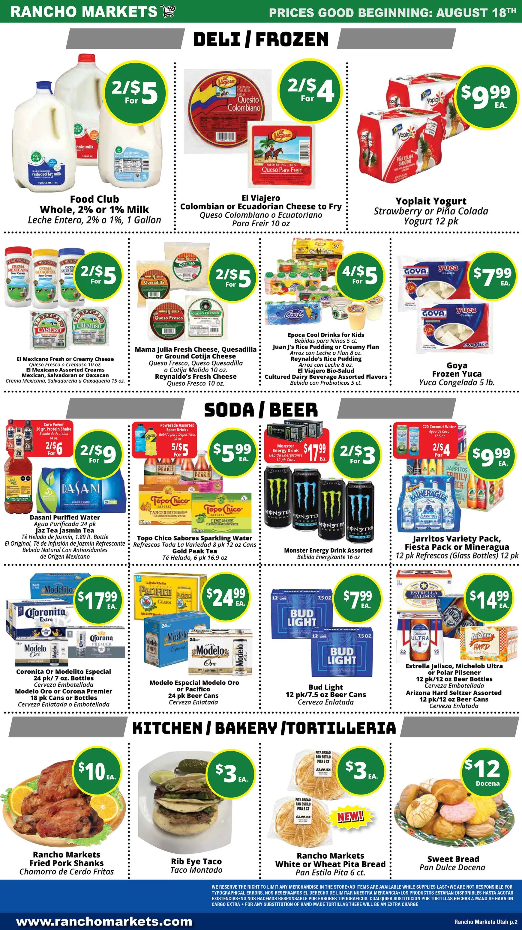Weekly promotion Rancho Markets - Weekly Specials spanning from August 18 to August 24 2026 - Page 2 for Catalogue 365