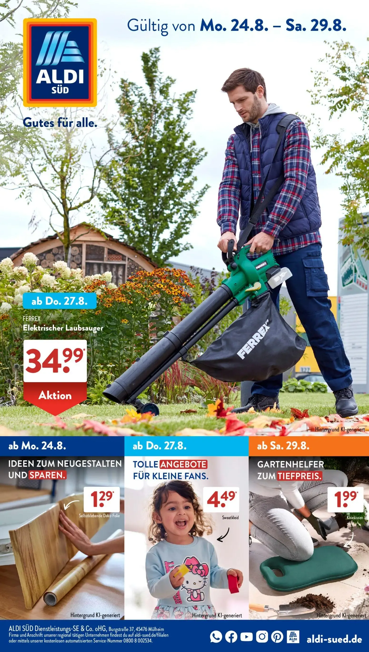 Aldi Süd Prospekt (ab 24.08.2026) zum Blättern von 24. August bis 29. August 2026 - Prospekt seite 1