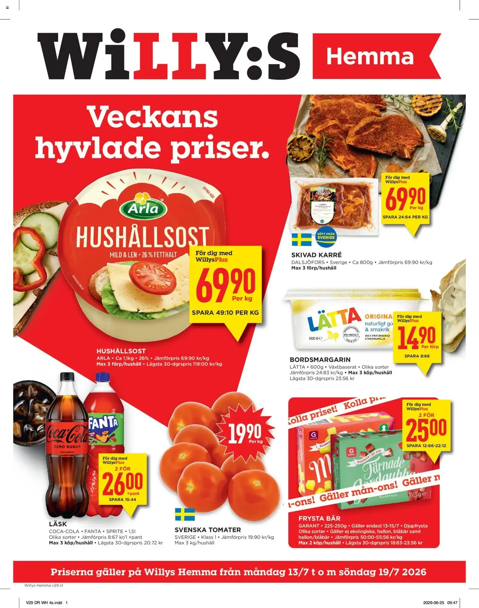 Willys Hemma: Veckans hyvlade priser från 13 juli till 19 juli 2026 - Reklamblad sidor 1