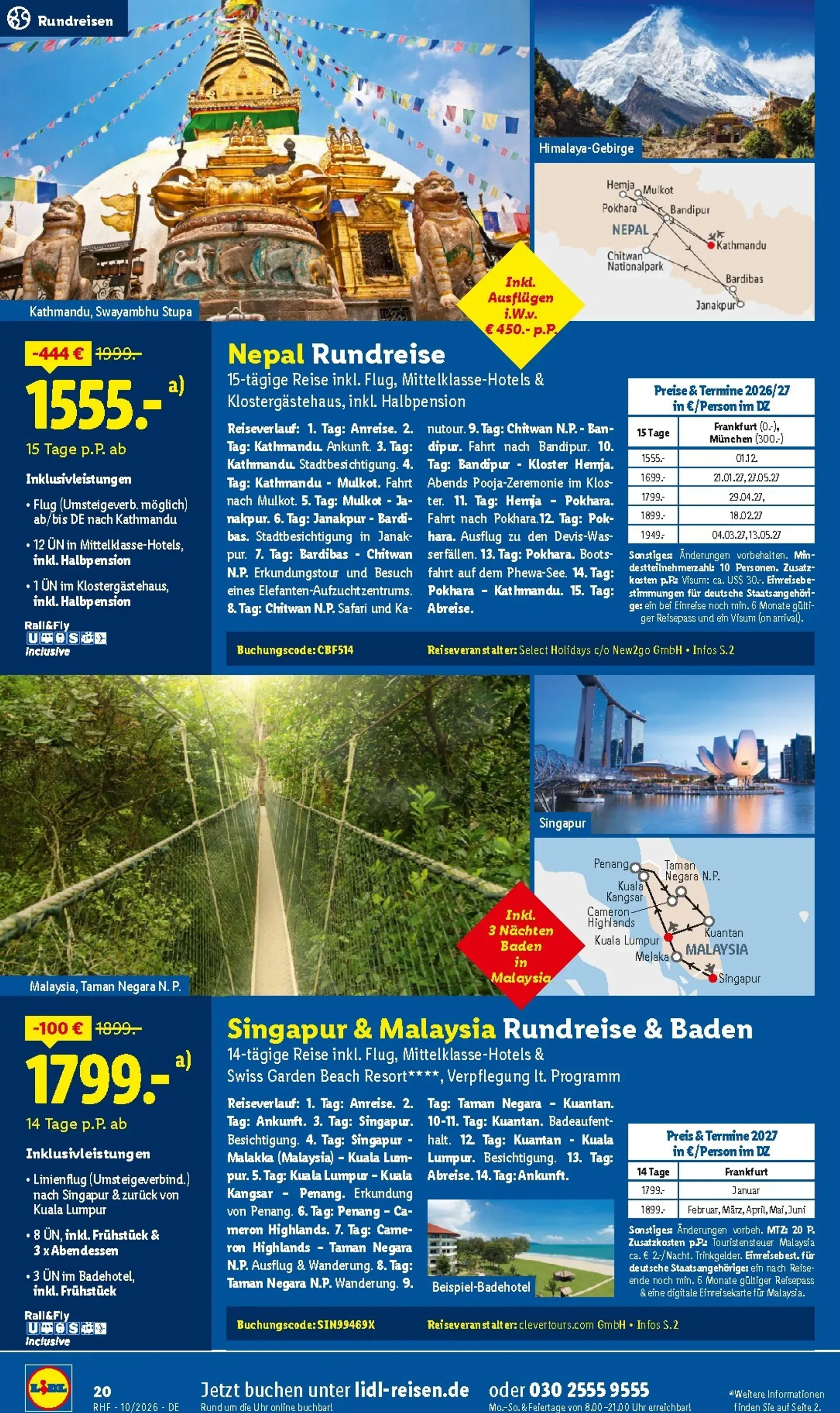Lidl - Reise-Highlights Prospekt – von Mittwoch 30.09.2026 bis Samstag 31.10.2026 von 30. September bis 31. Oktober 2026 - Prospekt seite 20