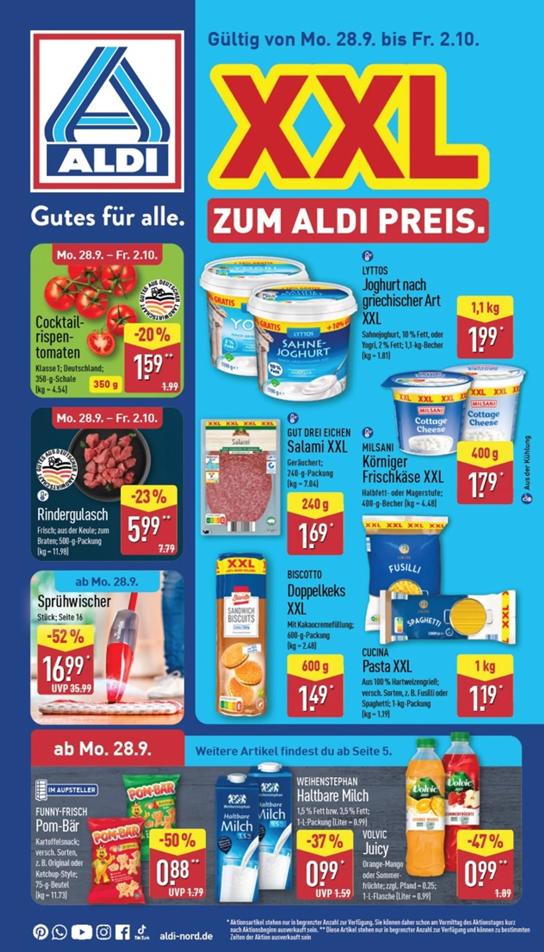 ALDI: XXL Zum Aldi Preis von 28. September bis 2. Oktober 2026 - Prospekt seite 1