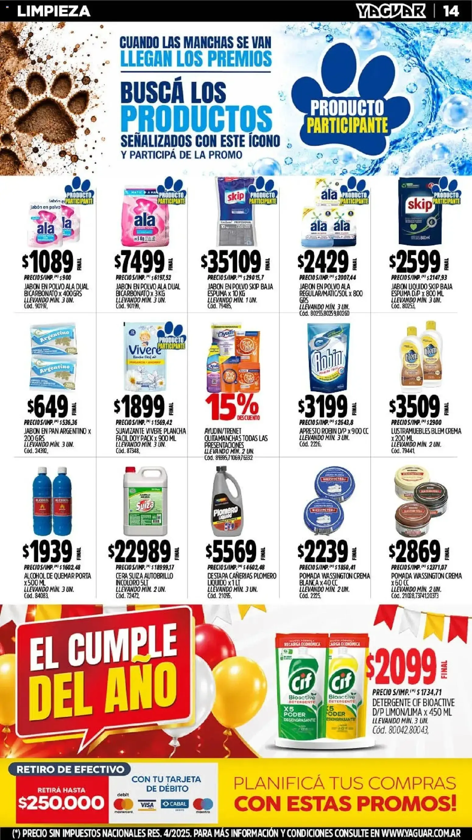 Ofertas de Mayorista Yaguar - El Cumple del Año 19 de octubre al 25 de octubre 2026 - Página 16 del catálogo