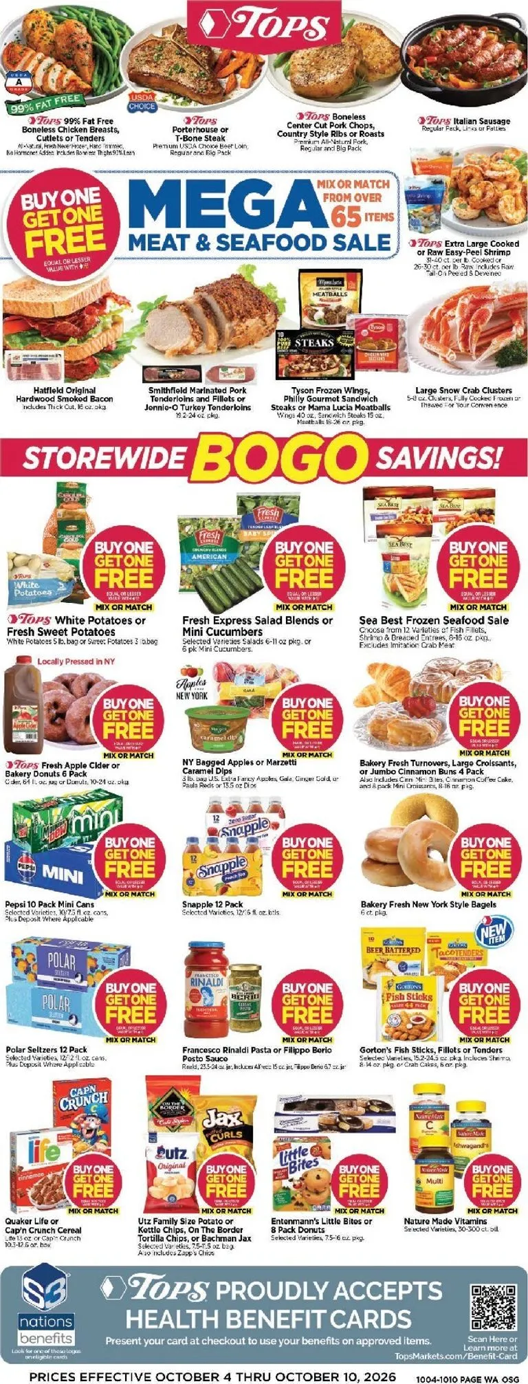 Weekly ad Current Tops Markets leaflet valid from Sunday 10/04/2026 to Saturday 10/10/2026 from October 4 to October 10 2026 - Page 1