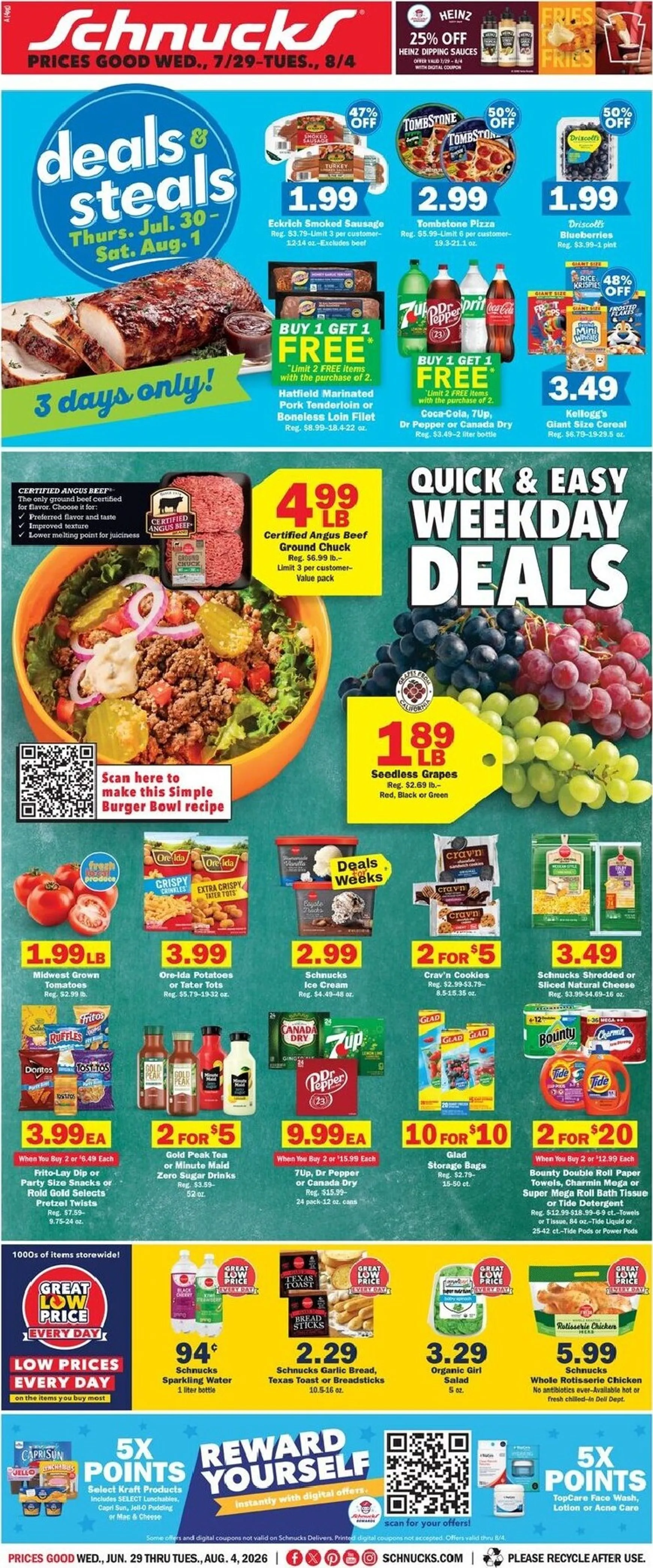 Current Schnucks leaflet valid from Wednesday 07/29/2026 to Tuesday 08/04/2026