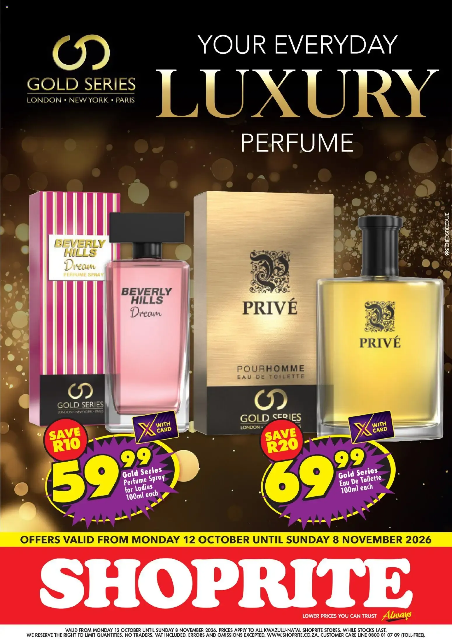 Shoprite Gold Series Luxury Perfume Savings (12/10/2026 - 08/11/2026) → Online Catalogue from 12 October to 8 November 2026 - Catalogue Page 1