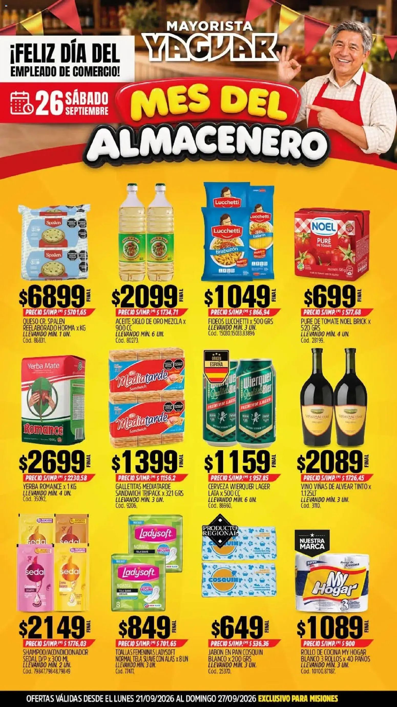 Ofertas de Mayorista Yaguar - Mes del Almacenero 21 de septiembre al 27 de septiembre 2026 - Página 1 del catálogo