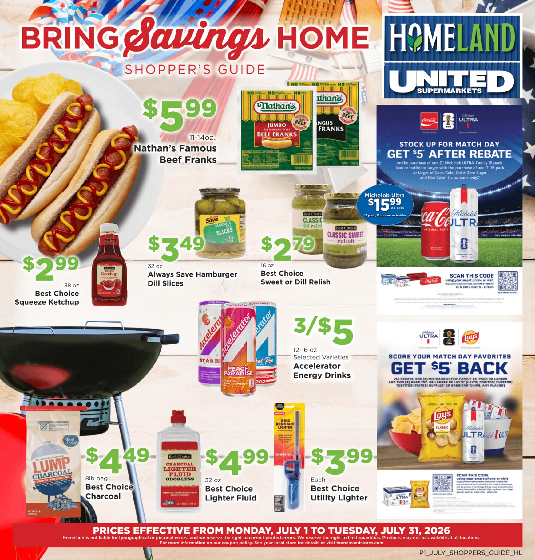 Weekly ad Current Homeland Stores - Bring Savings Home leaflet valid from Wednesday 07/01/2026 to Friday 07/31/2026 from July 1 to July 31 2026 - Page 1