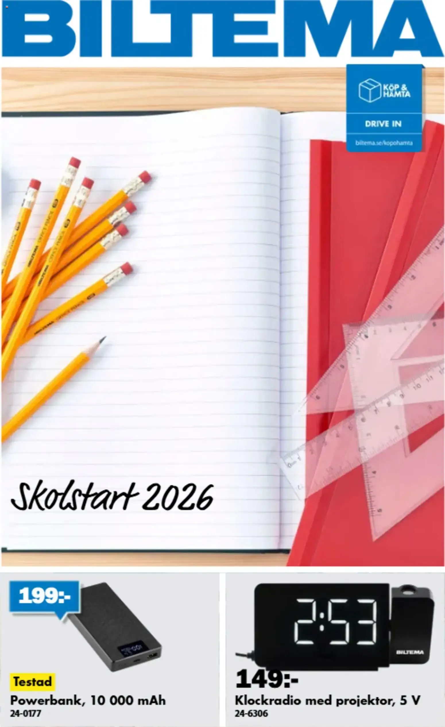 Biltema - Skolstart 2026 från 17 augusti till 30 augusti 2026 - Reklamblad sidor 1