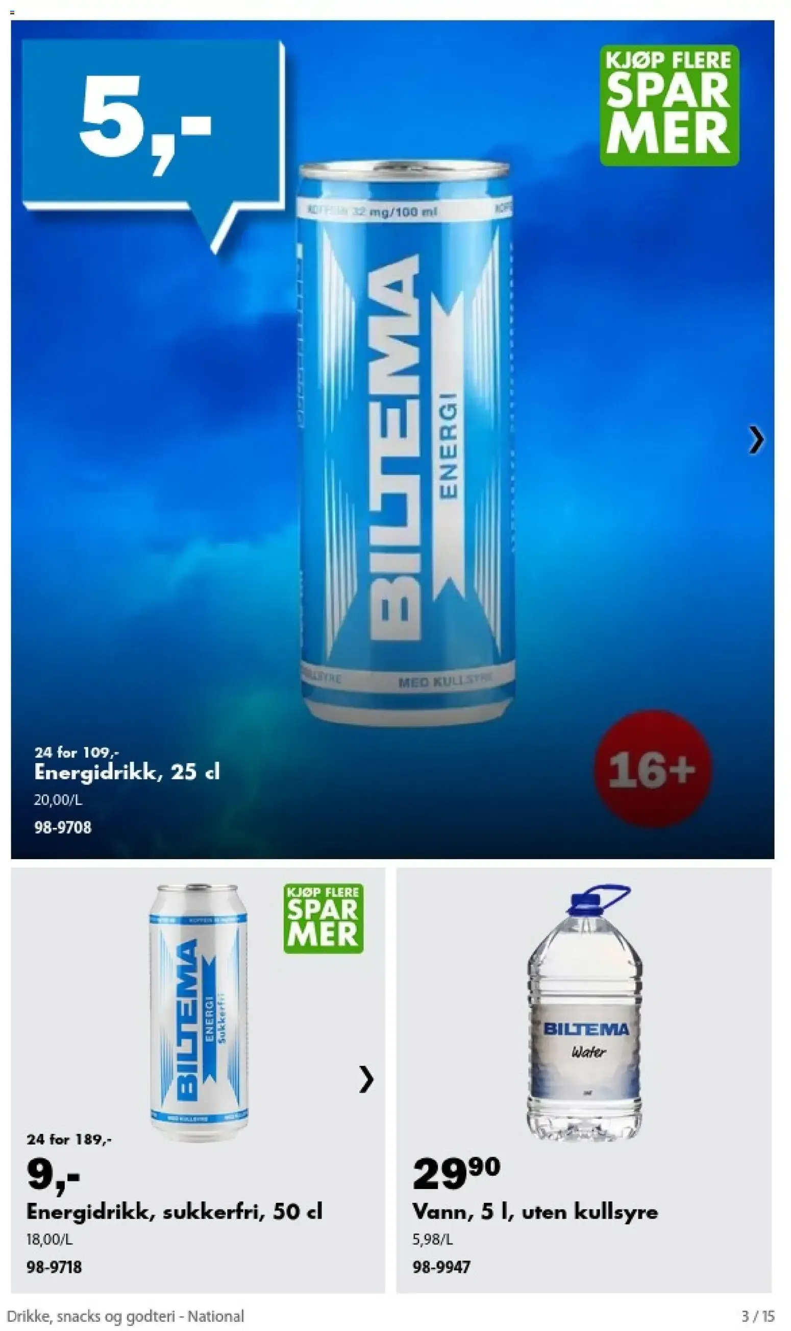 Biltema kundeavis Drikke, snacks og godteri - National (04/09/2026 - 31/12/2026) - Kundeavis og tilbud fra 4. september til 31. desember 2026 - kundeavisside 3
