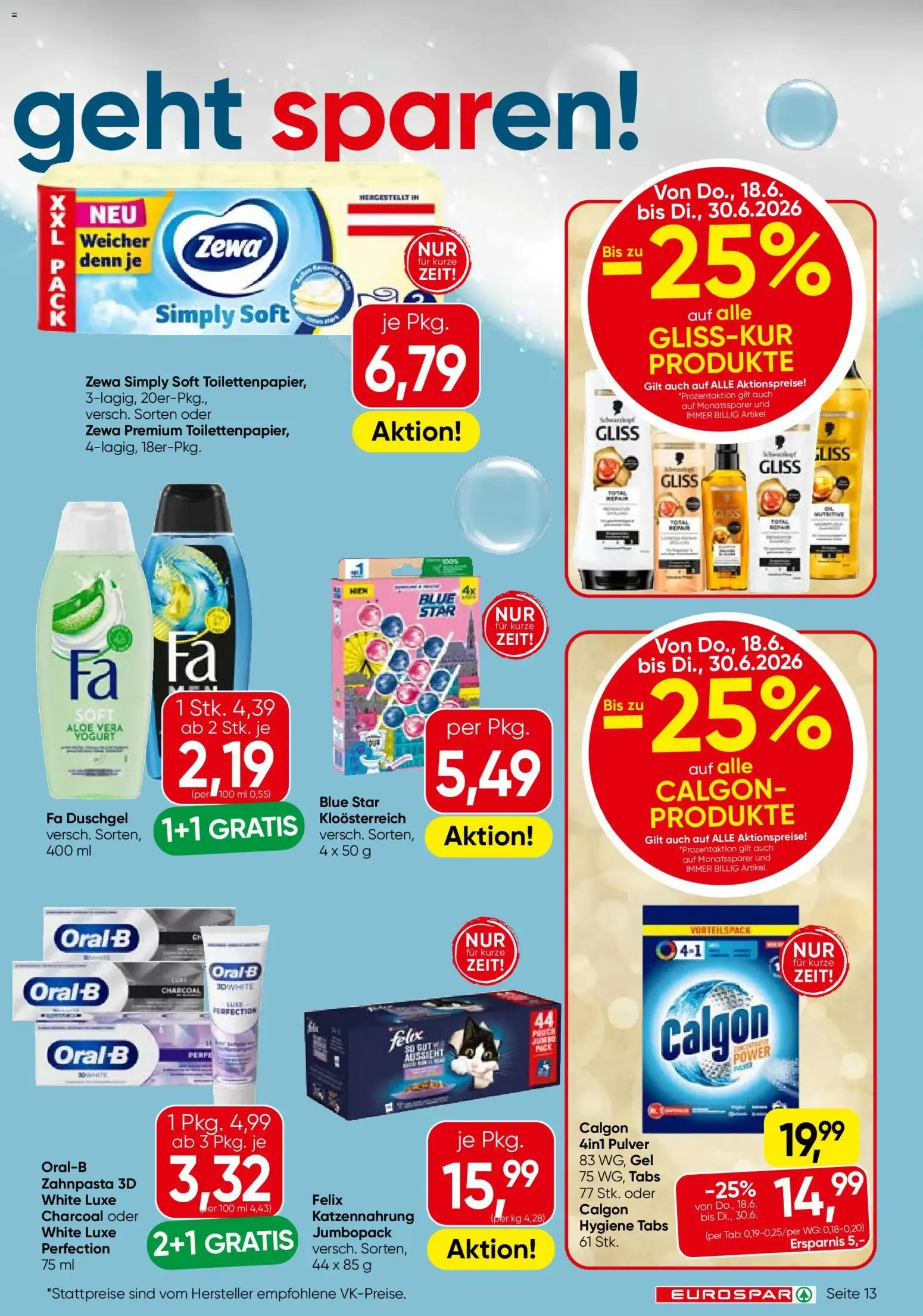 Eurospar Flugblatt von 18.06.2026 - Aktuelle Angebote von 18. Juni bis 30. Juni 2026 - Flugblätt seite  13