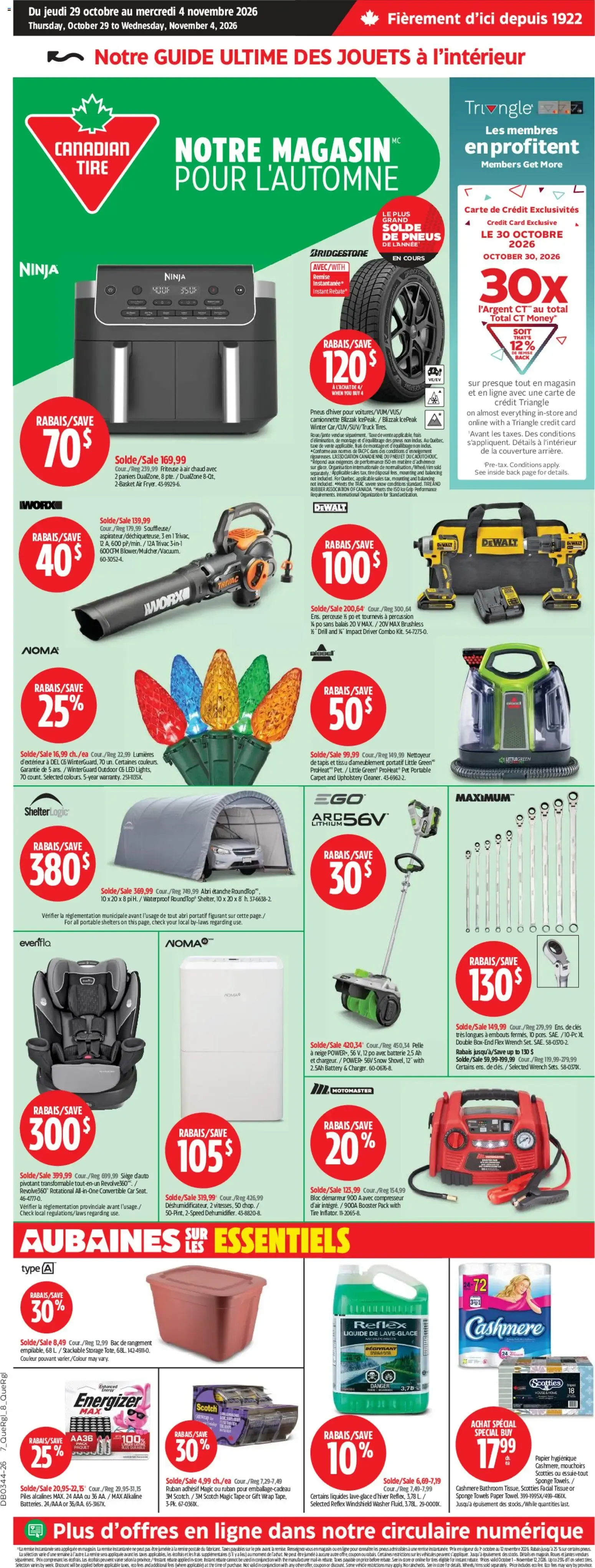 Canadian Tire: Notre Magasin pour l'Automne from October 29 to November 4 2026 - flyer page 1