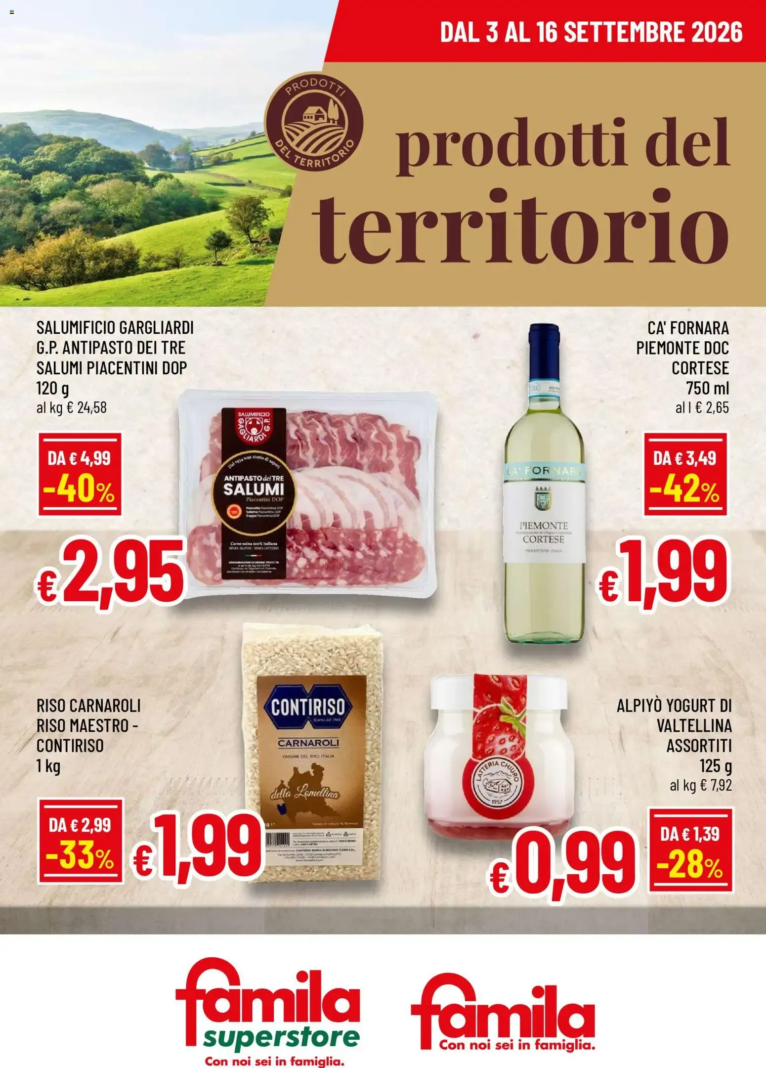 Nuovo Famila volantino Prodotti del Territorio dal 03/09/2026 > offerte anteprima 🛍️ da 3 settembre a 16 settembre di 2026 - Pagina del volantino 1
