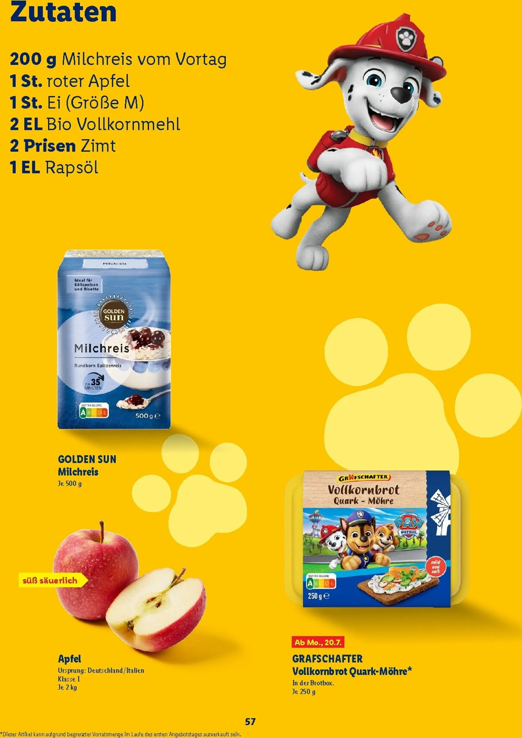Lidl - Paw Patrol Rezeptheft Prospekt – von Montag 20.07.2026 bis Sonntag 23.08.2026 von 20. Juli bis 23. August 2026 - Prospekt seite 57