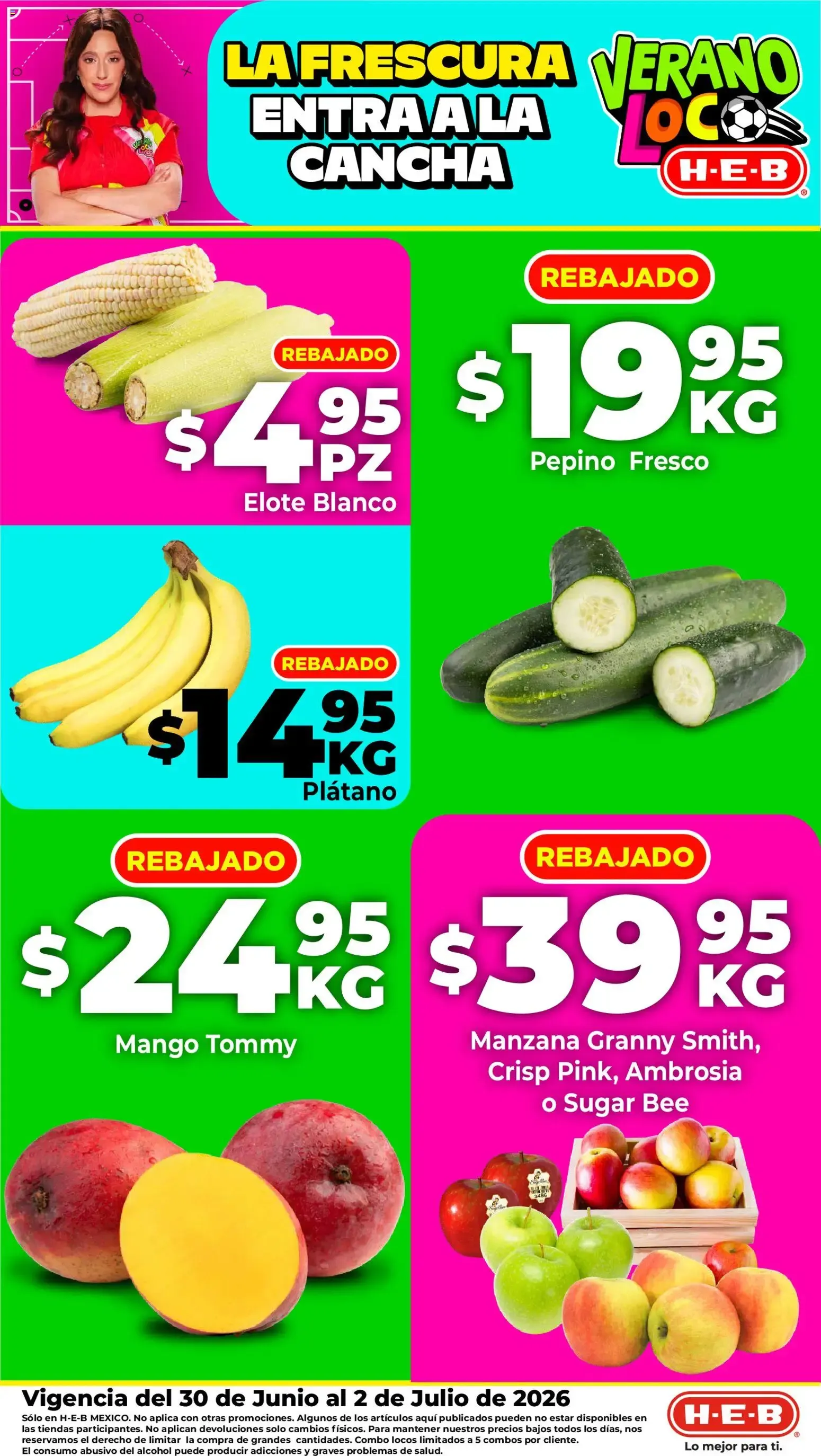 Catálogo de H-E-B Verano Loco: La Frescura Entra a la Cancha (Frutas y Verduras) 30 de junio al 2 de julio 2026 - Pagina 1
