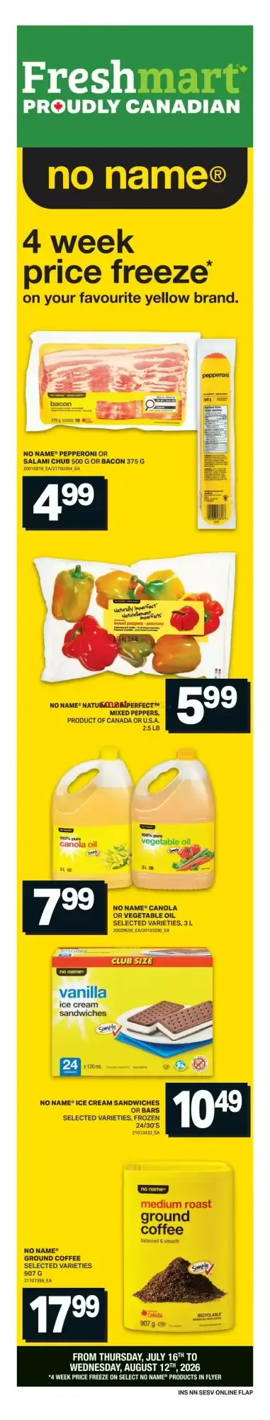 Freshmart - 4 Week Price Freeze on No Name Products