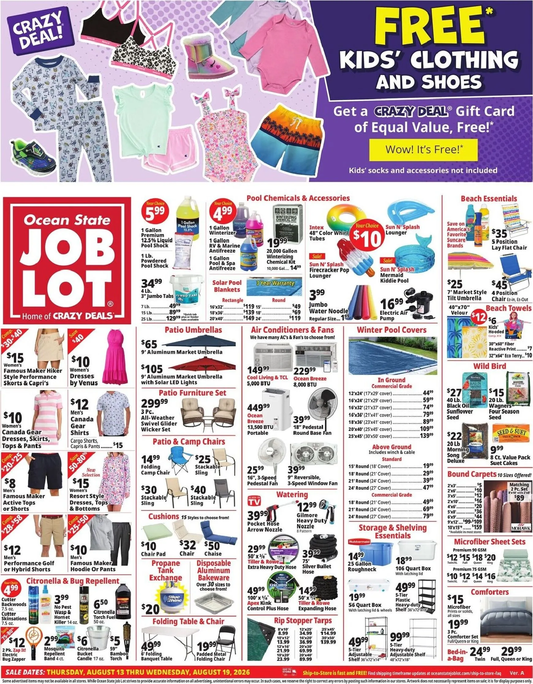 Weekly promotion Current Ocean State Job Lot leaflet valid from Thursday 08/13/2026 to Wednesday 08/19/2026 spanning from August 13 to August 19 2026 - Page 1 for Catalogue 365