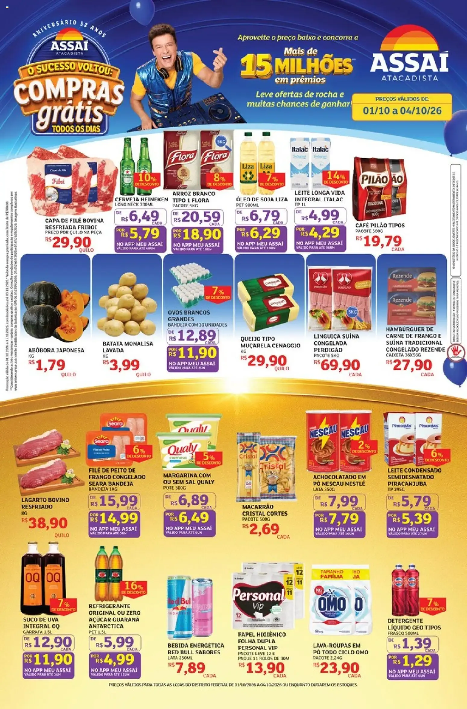 Encarte de Assaí Atacadista - Aniversário 52 Anos: Compras Grátis 1 de outubro até 4 de outubro 2026 - Pagina 1